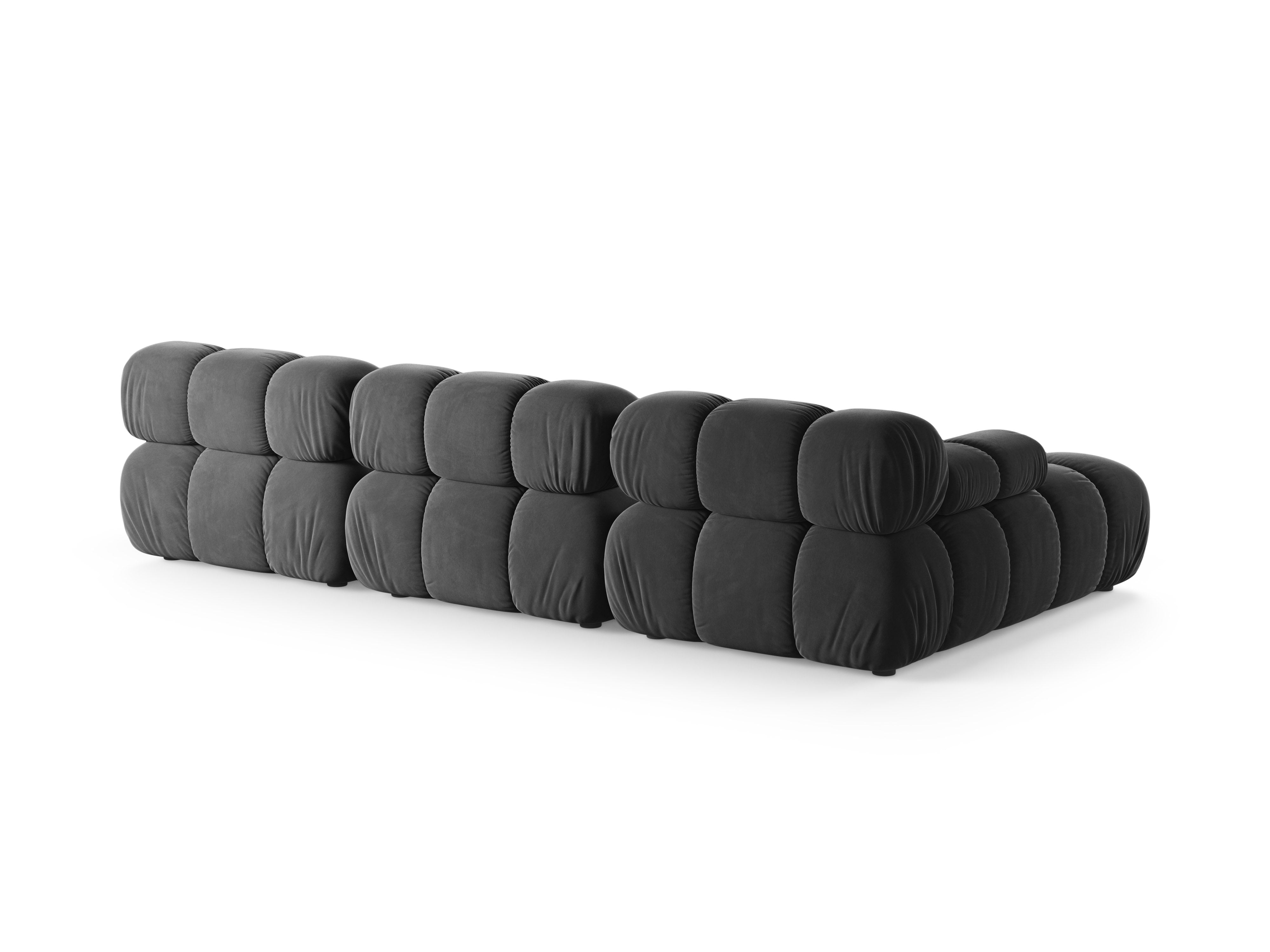 Driepersoons linkerhoekbank BELLIS donkergrijs fluweel