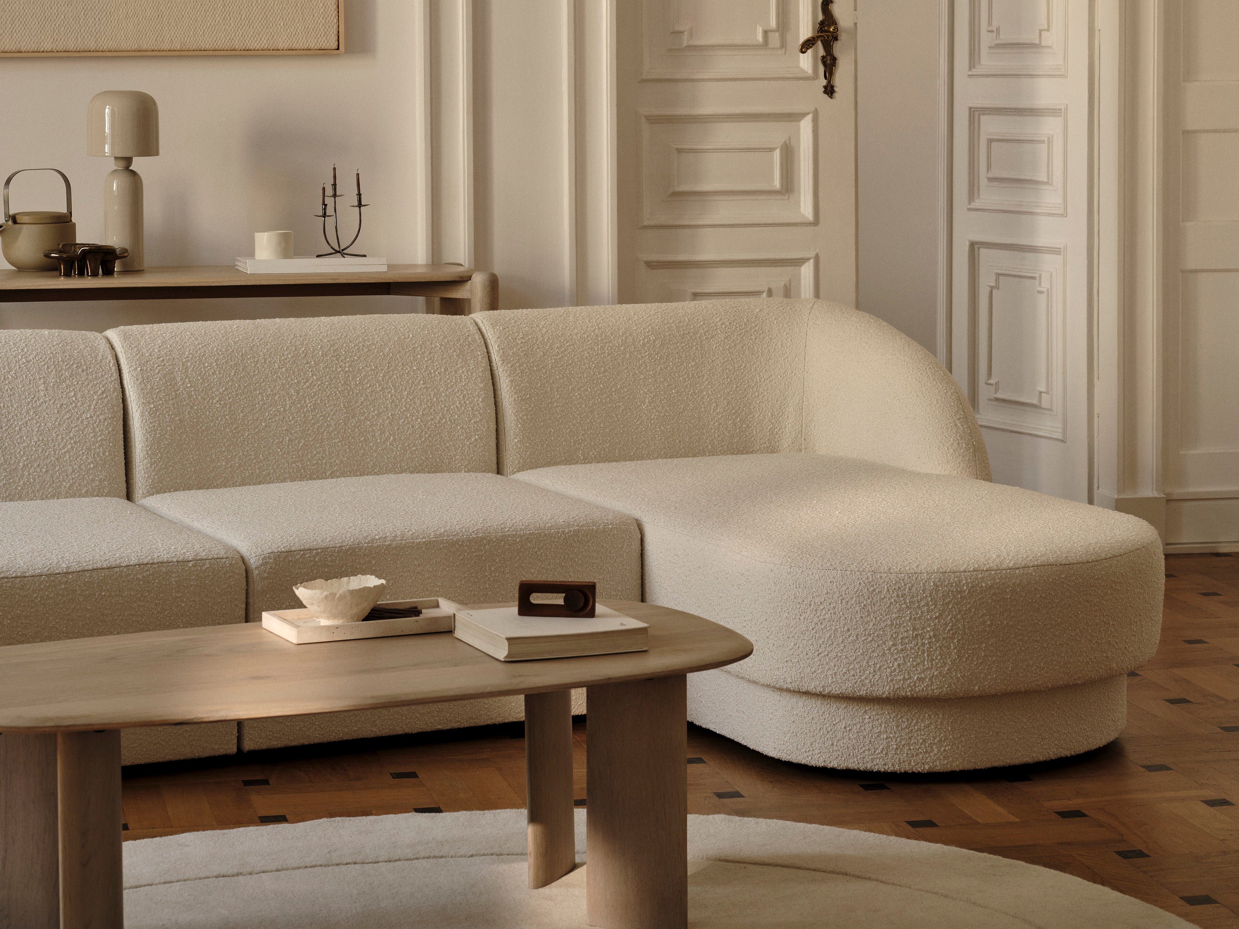 Symmetrical 5-Seater Corner Sofa MILEY Dark Blue Boucle