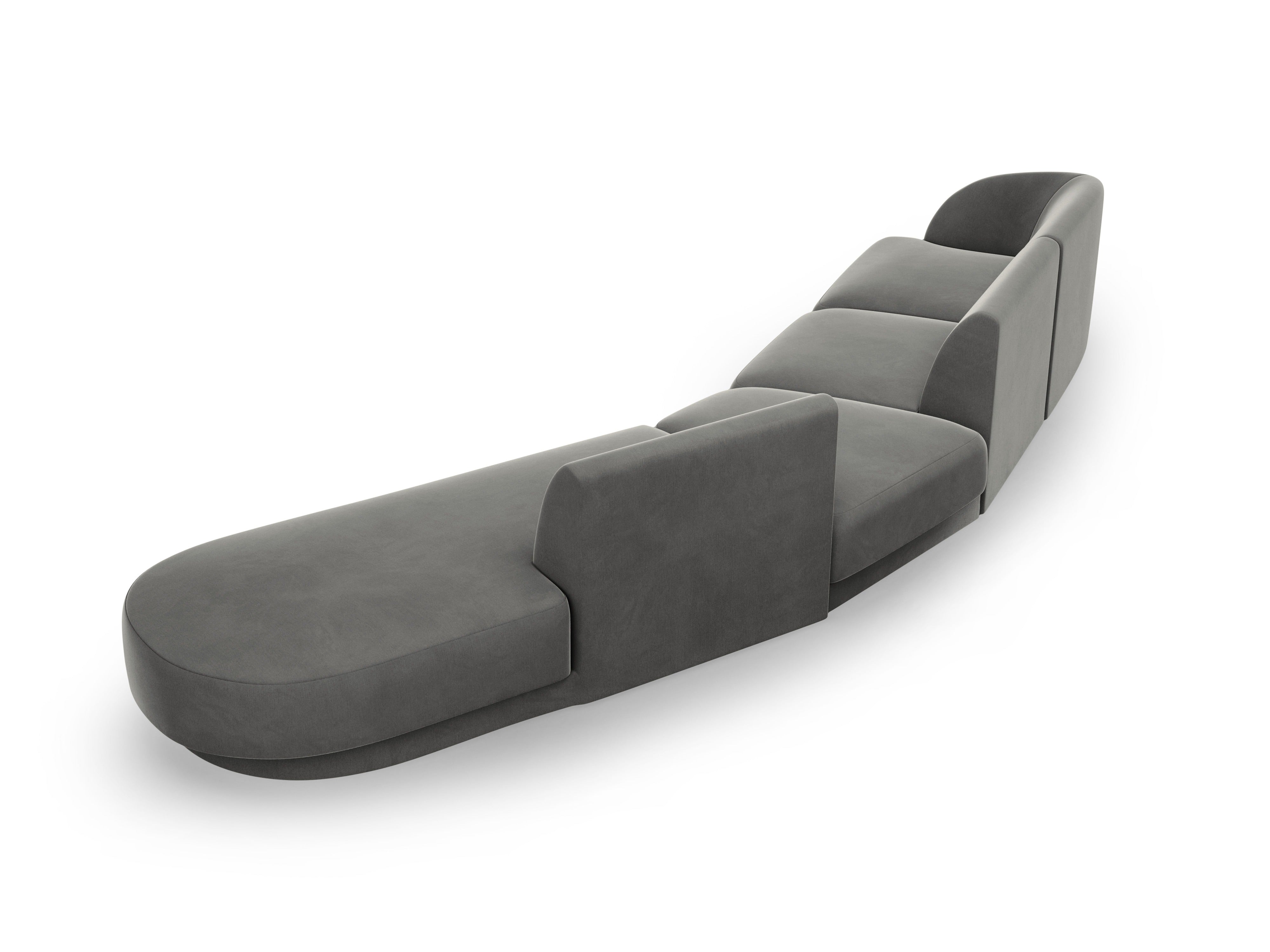 Right-facing modular velvet corner sofa for 7 people MILEY light gray