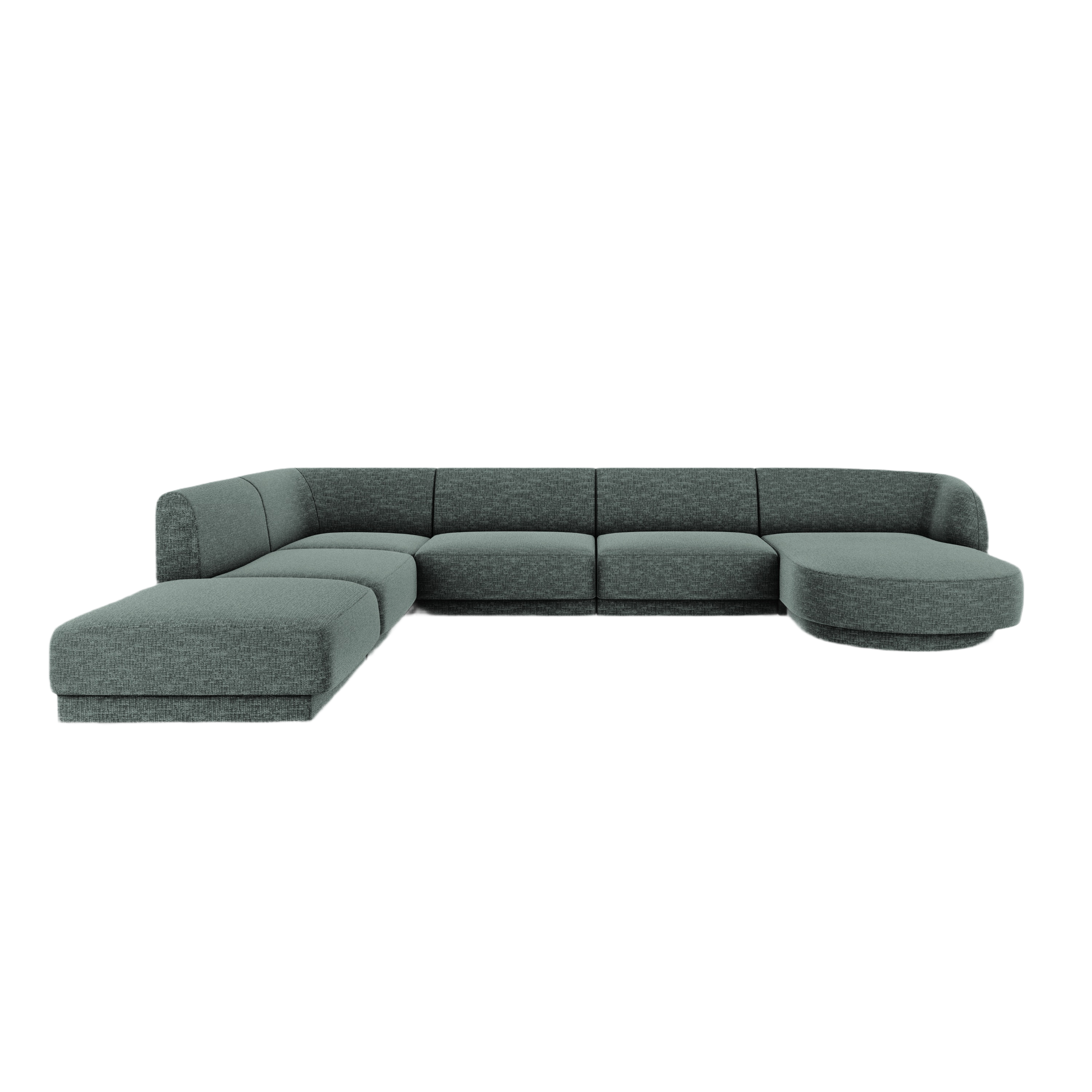Left-sided panoramic corner sofa for 6 people MILEY petrol silky chenille