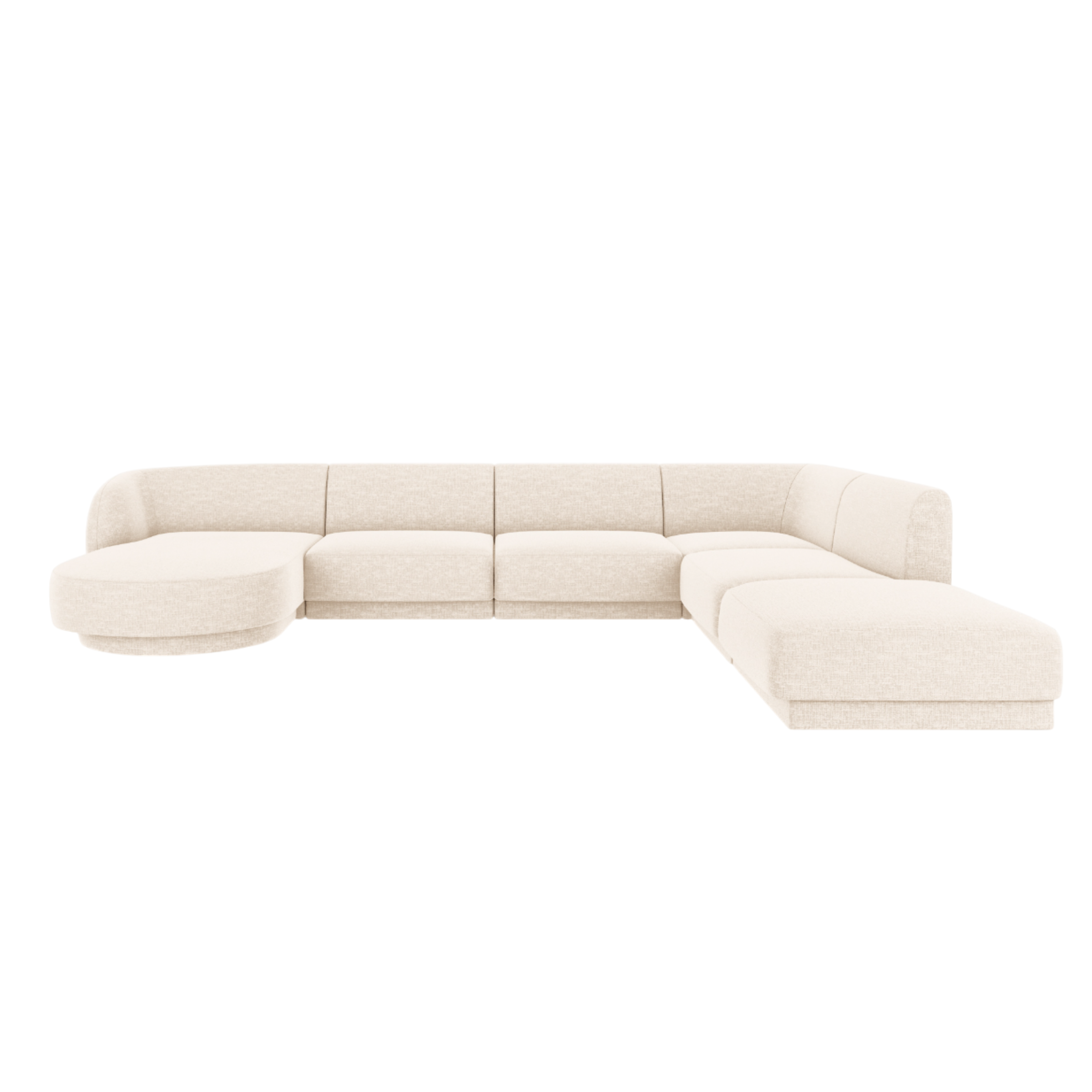 Rechthoekige U-bank rechts MILEY ivoorkleurig chenille