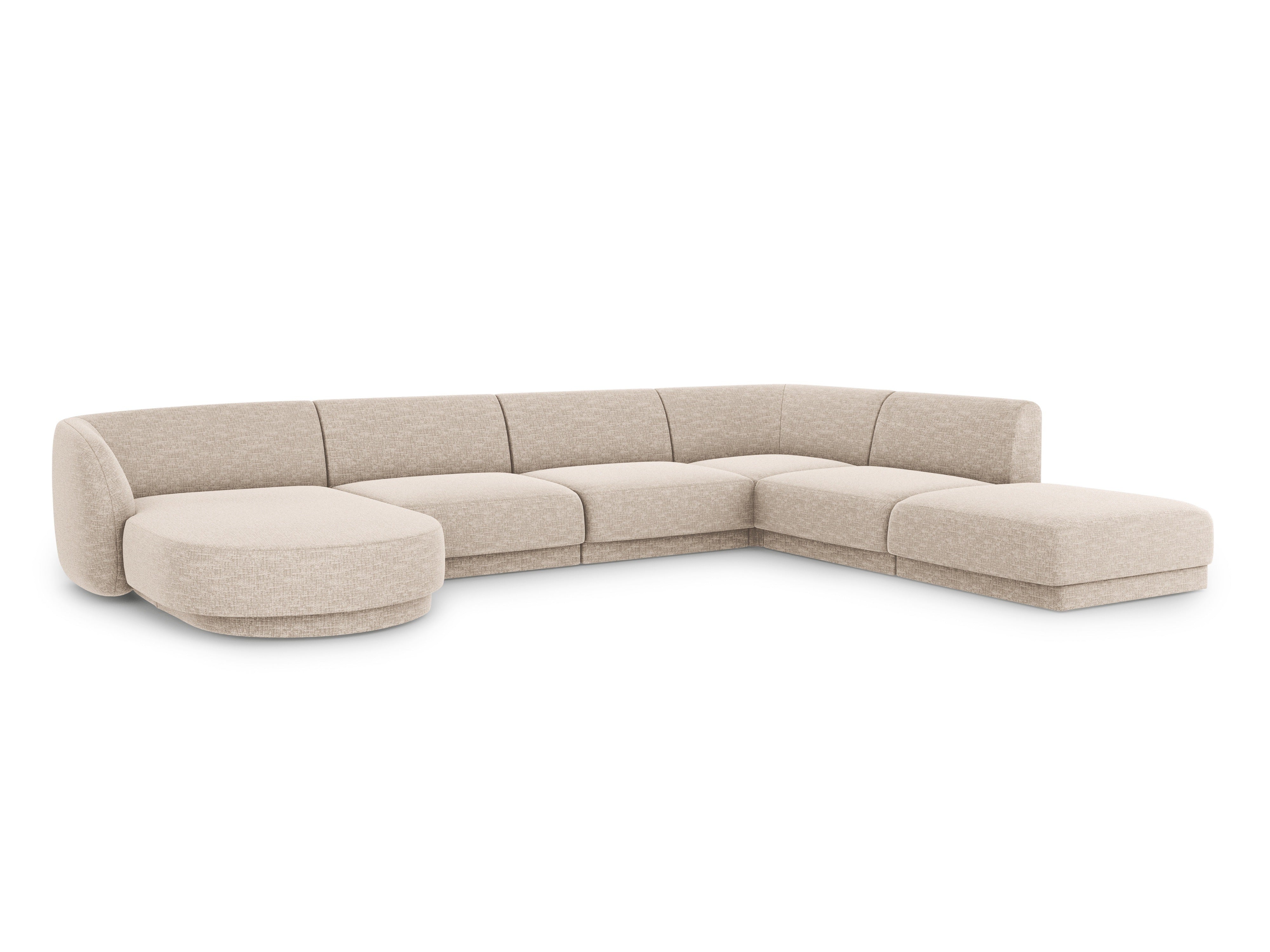 Rechthoekige U-bank rechts MILEY beige chenille