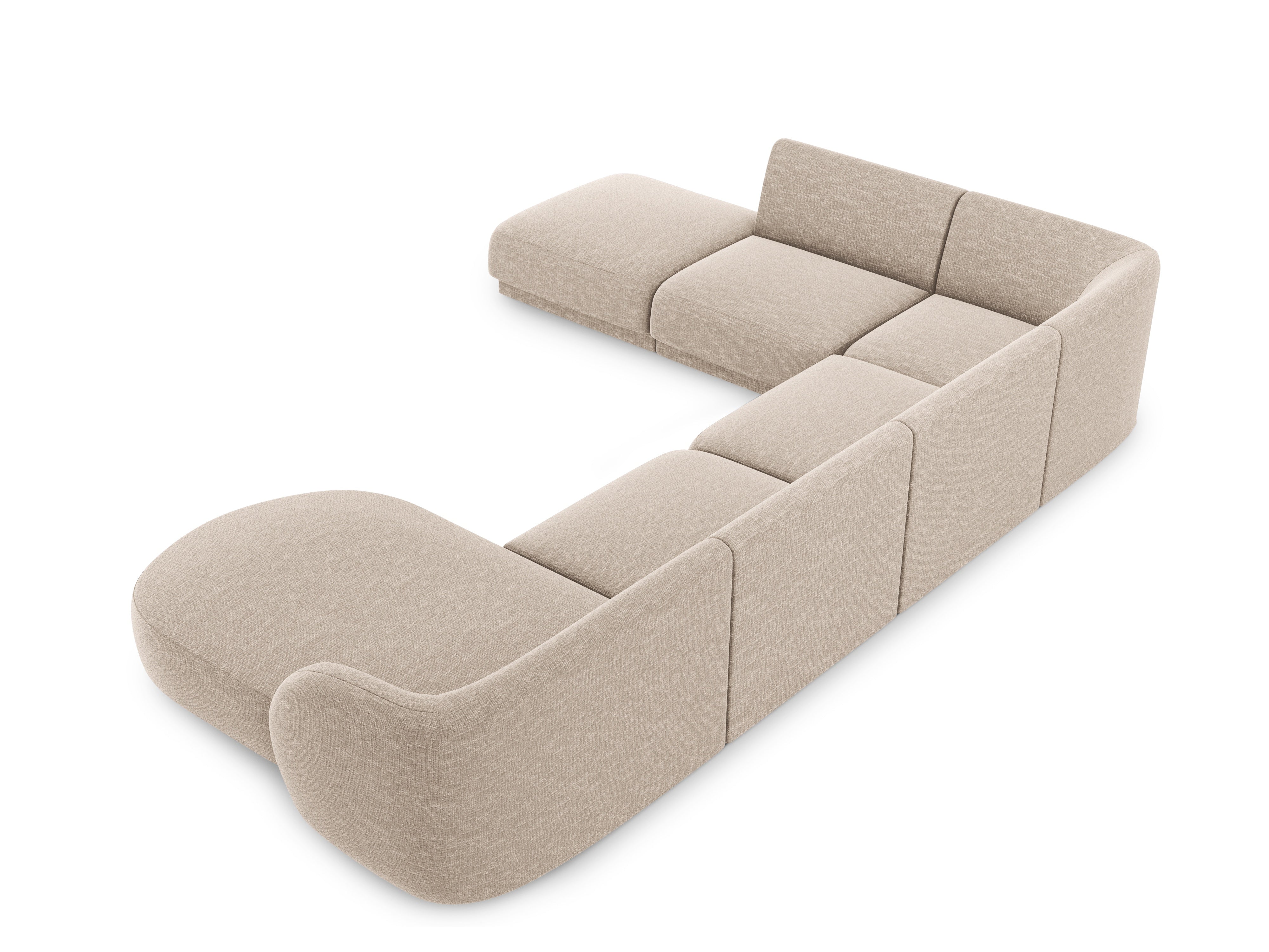 U-förmiger Ecksofa links MILEY beige Chenille