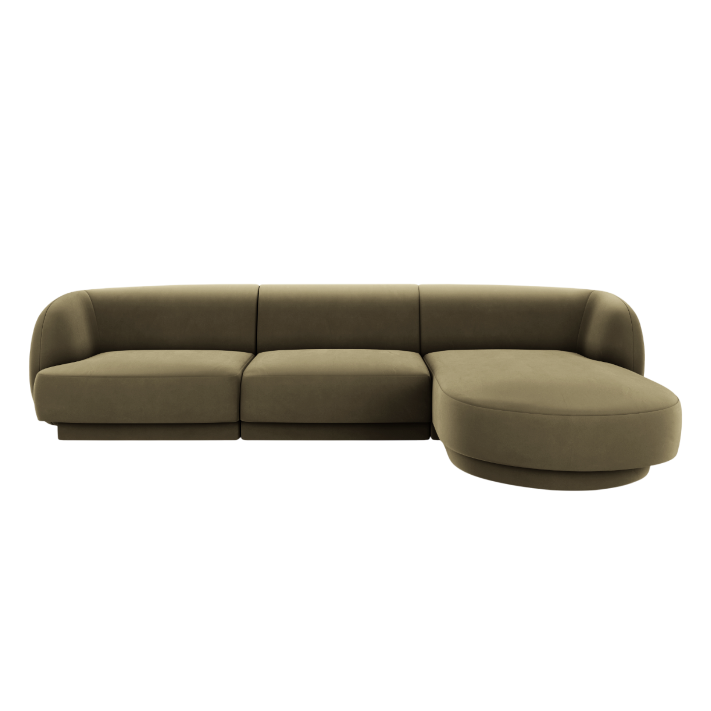 Groene 4-persoons fluwelen hoekbank rechts MILEY