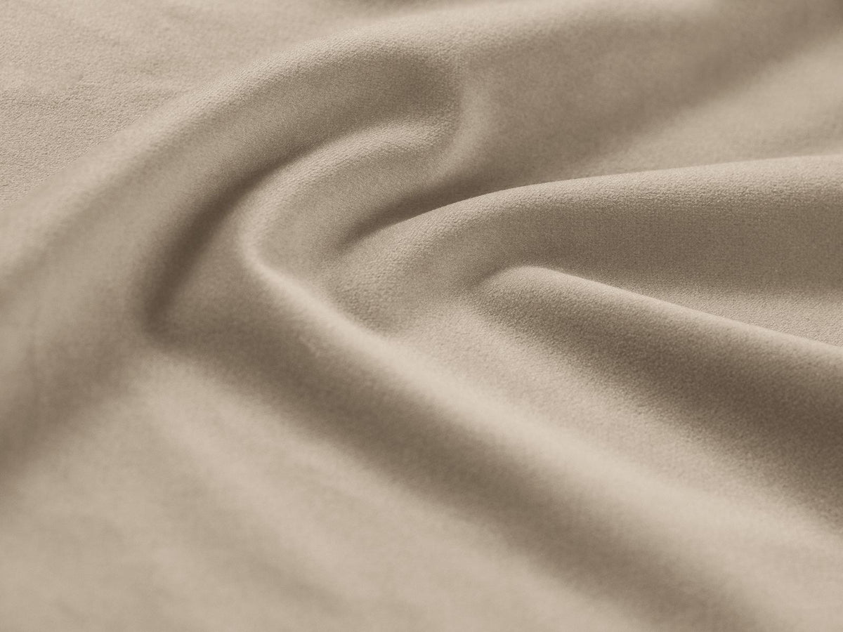 Narożnik aksamitny panoramiczny lewostronny 7-osobowy JENNIFER ciemnobeżowy Bluvel – ujęcie tylne