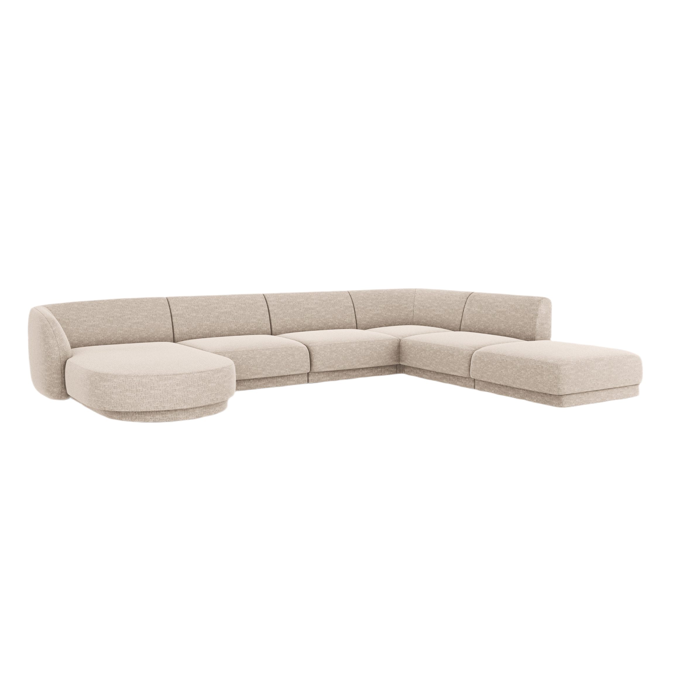 Rechtsseitige panoramische 6-Sitzer-Eckcouch MILEY beige samtig