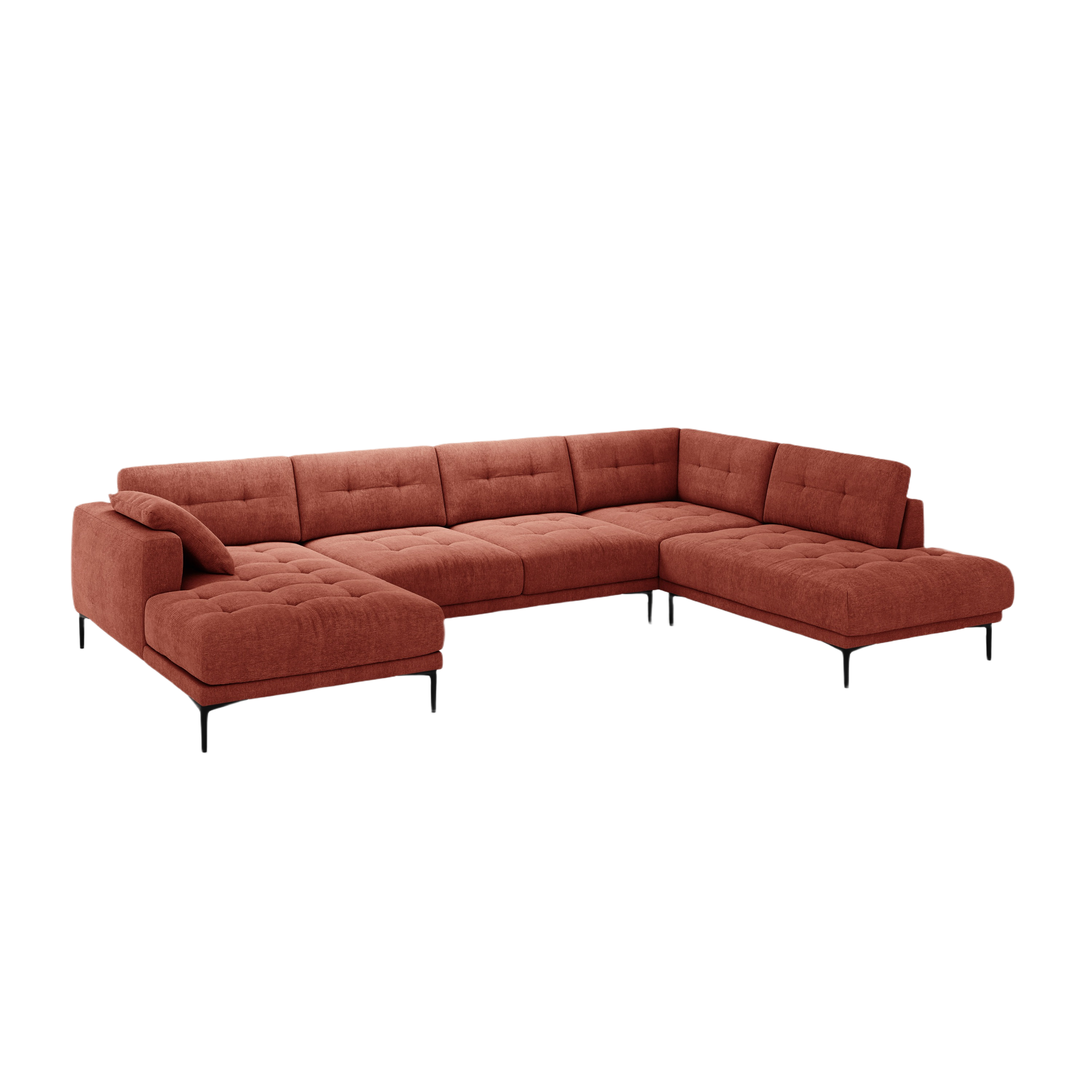 Right-hand panoramic corner sofa BEMY coral chenille