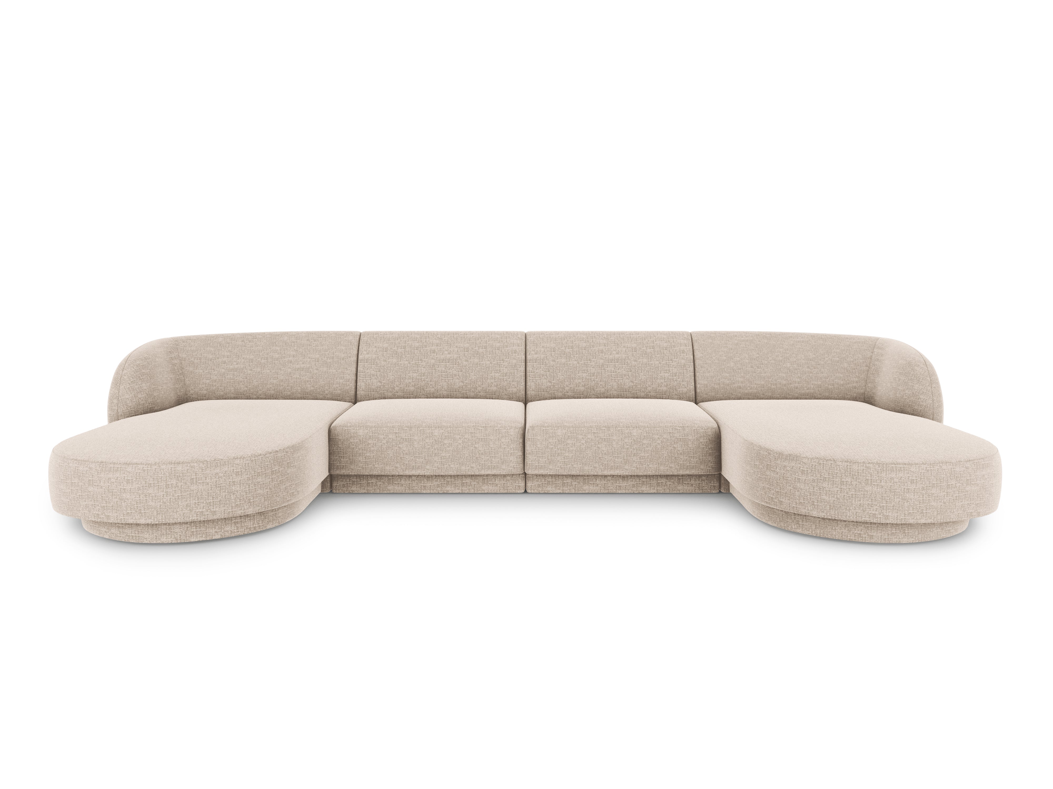 Sofa panoramiczna w tkaninie szenilowej MILEY beżowy Micadoni Eye on Design