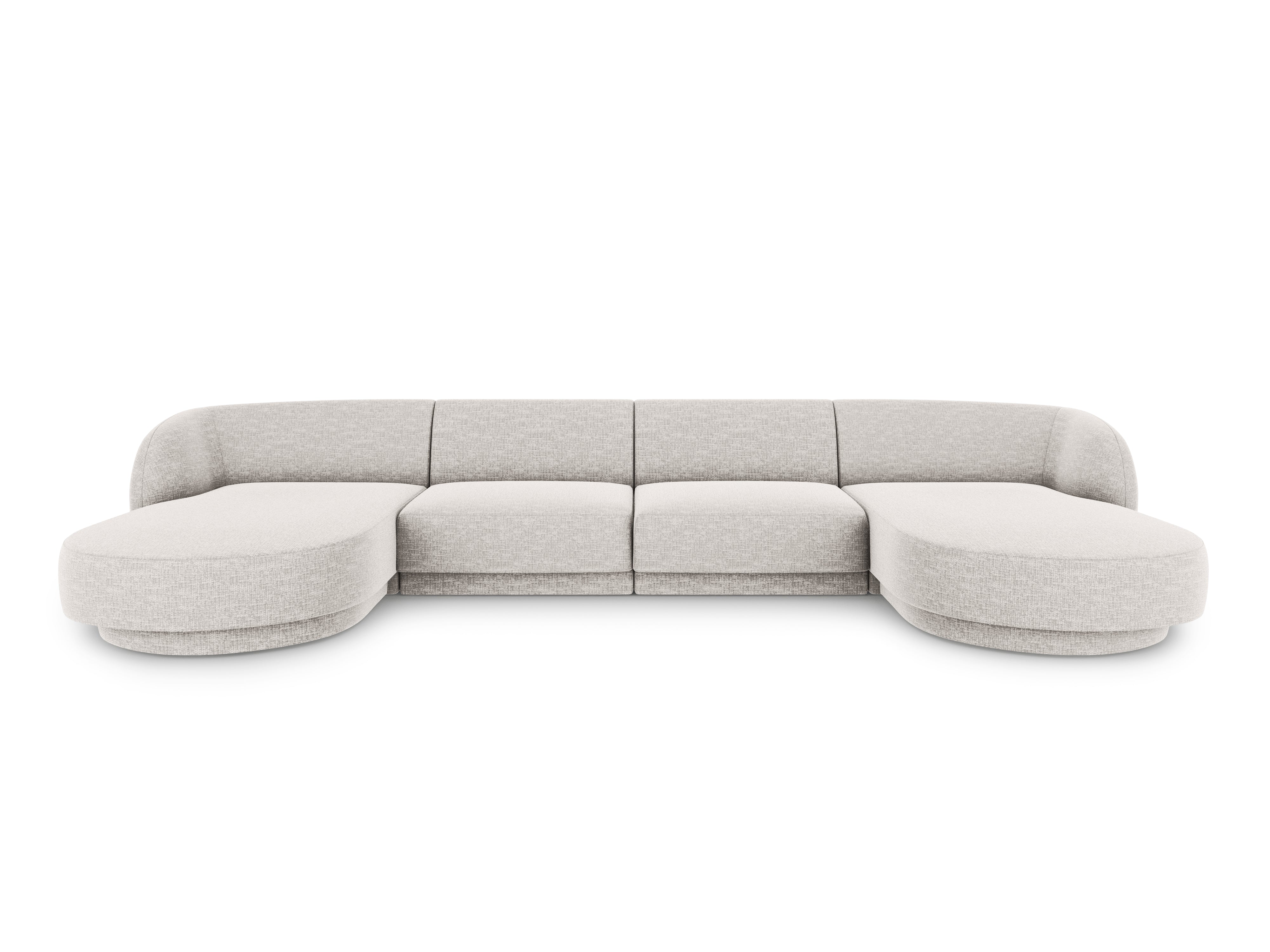 Sofa panoramiczna w tkaninie szenilowej MILEY jasnoszary Micadoni Eye on Design
