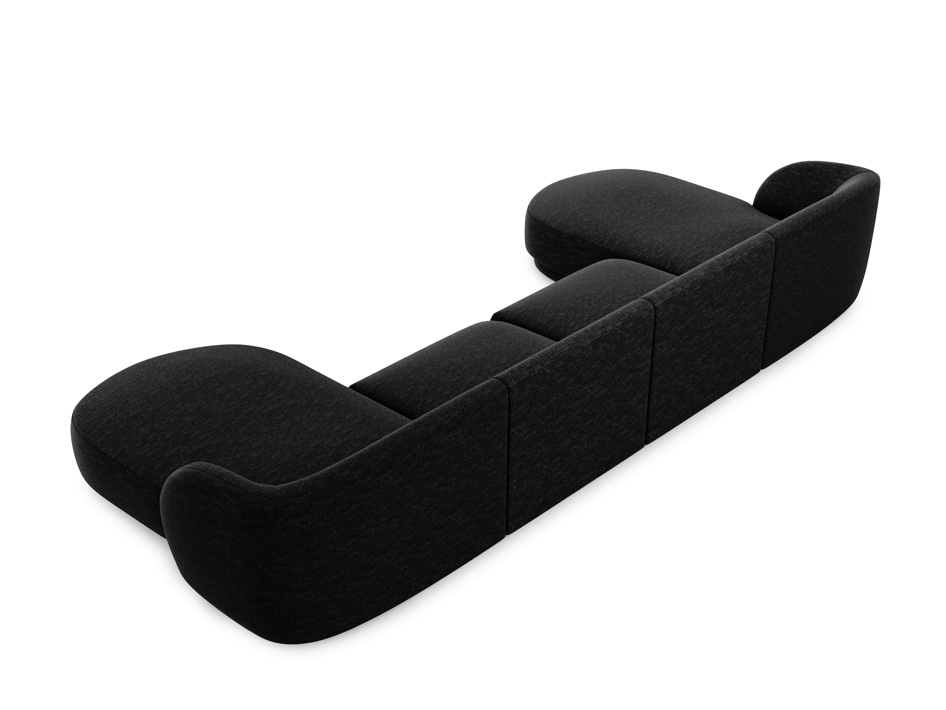 Sofa panoramiczna w tkaninie szenilowej MILEY czarny Micadoni Eye on Design