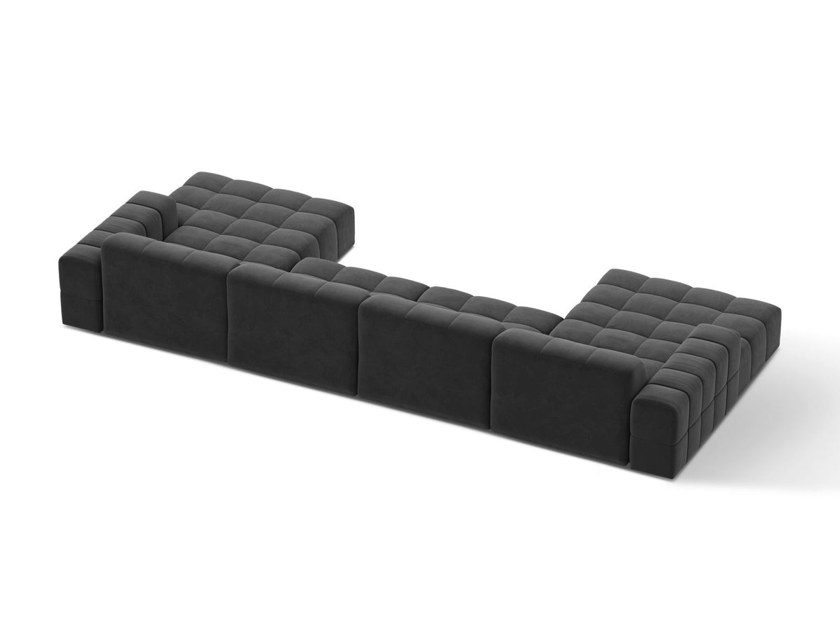 Sofa aksamitna panoramiczna 6-osobowa JENNIFER szary Venus – ujęcie tylne