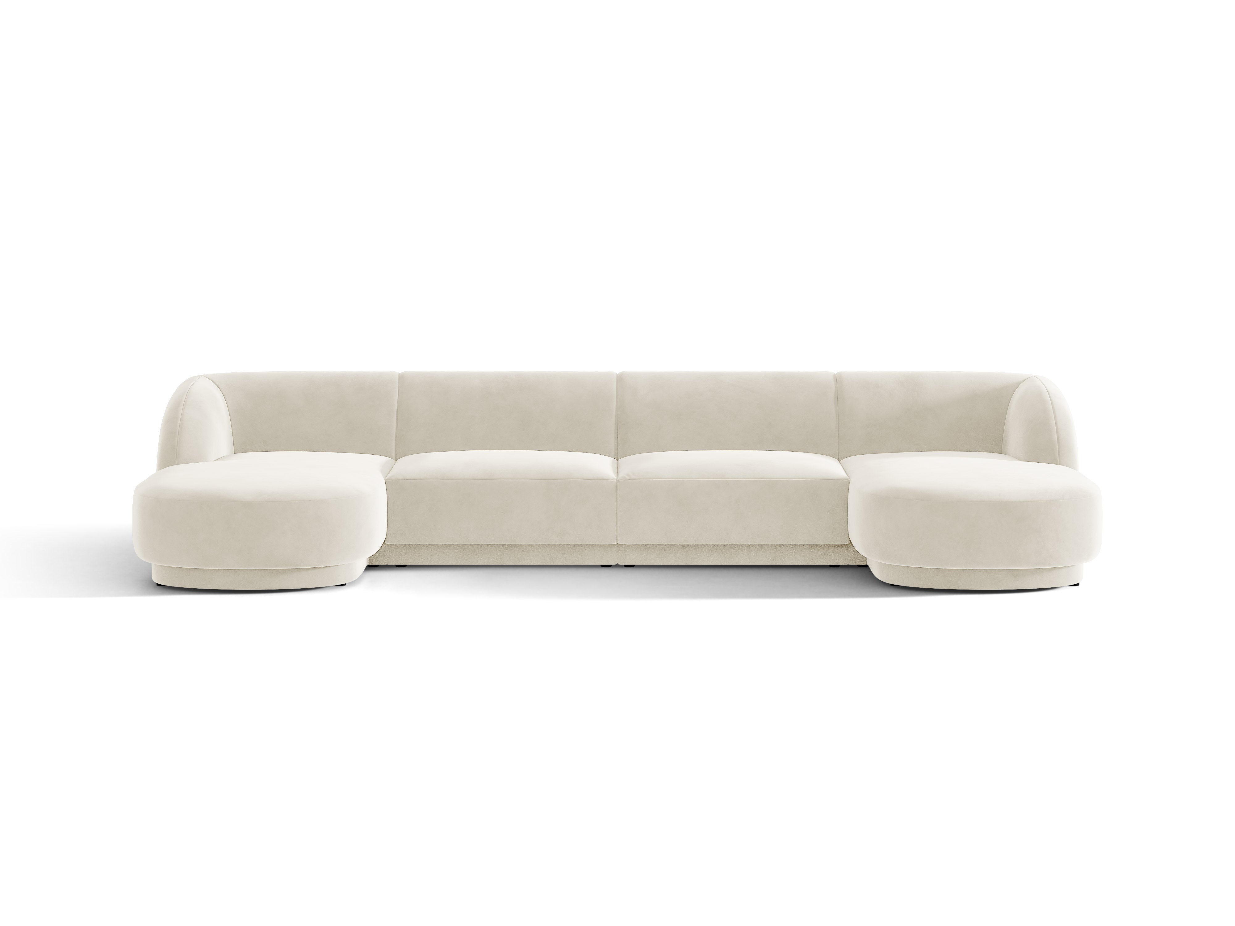 Beige panoramische fluwelen hoekbank voor 5 personen MILEY