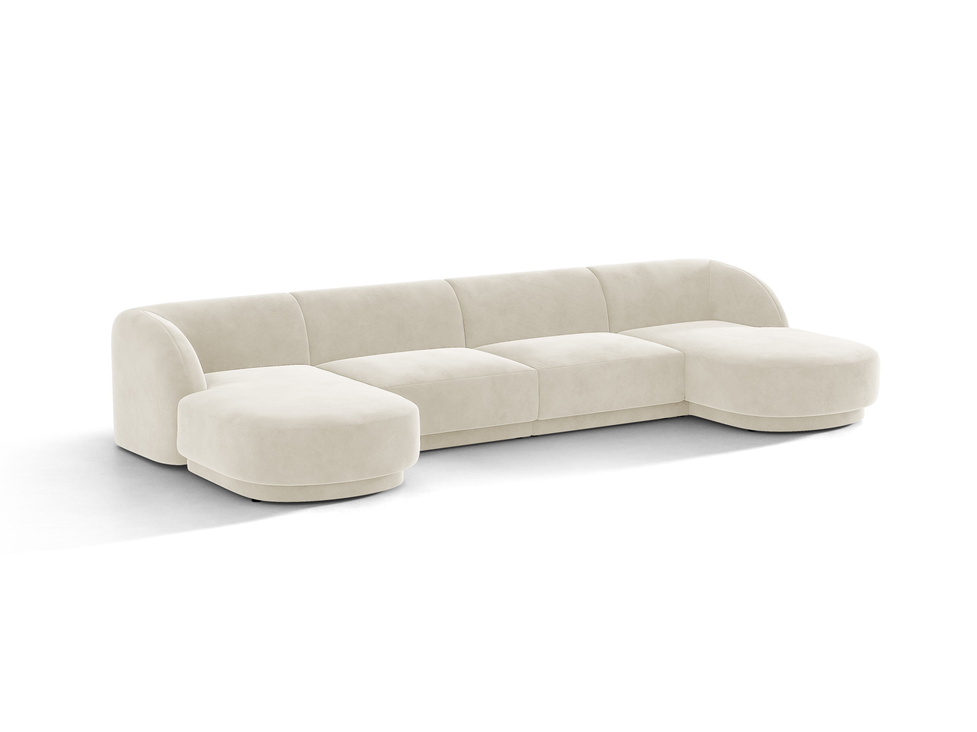 Beige panoramische fluwelen hoekbank voor 5 personen MILEY