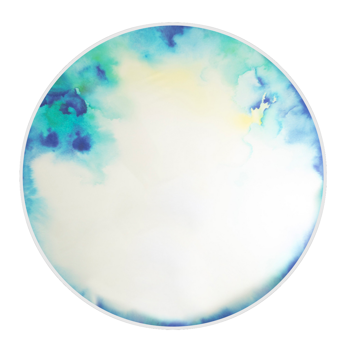 Ronde wandspiegel FRANCIS wit met groen-blauwe accenten