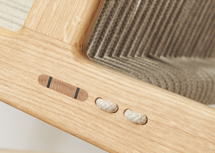 Sessel MR01 Eichenholz und Leinen