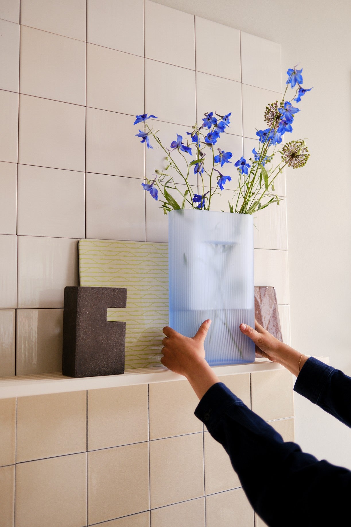 Ridge Blue Vase