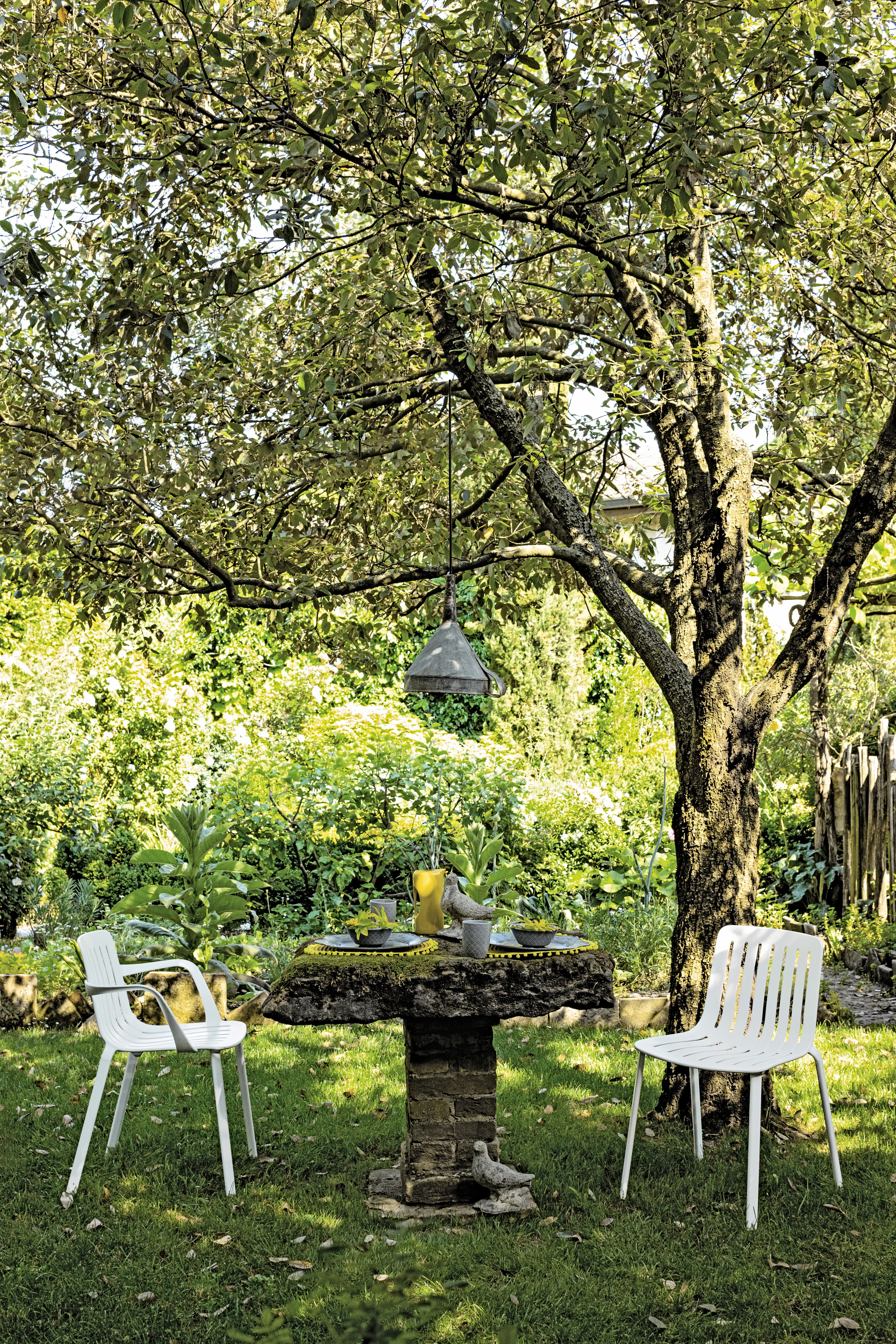 Buitenstoel met armleuningen PLATO grijs