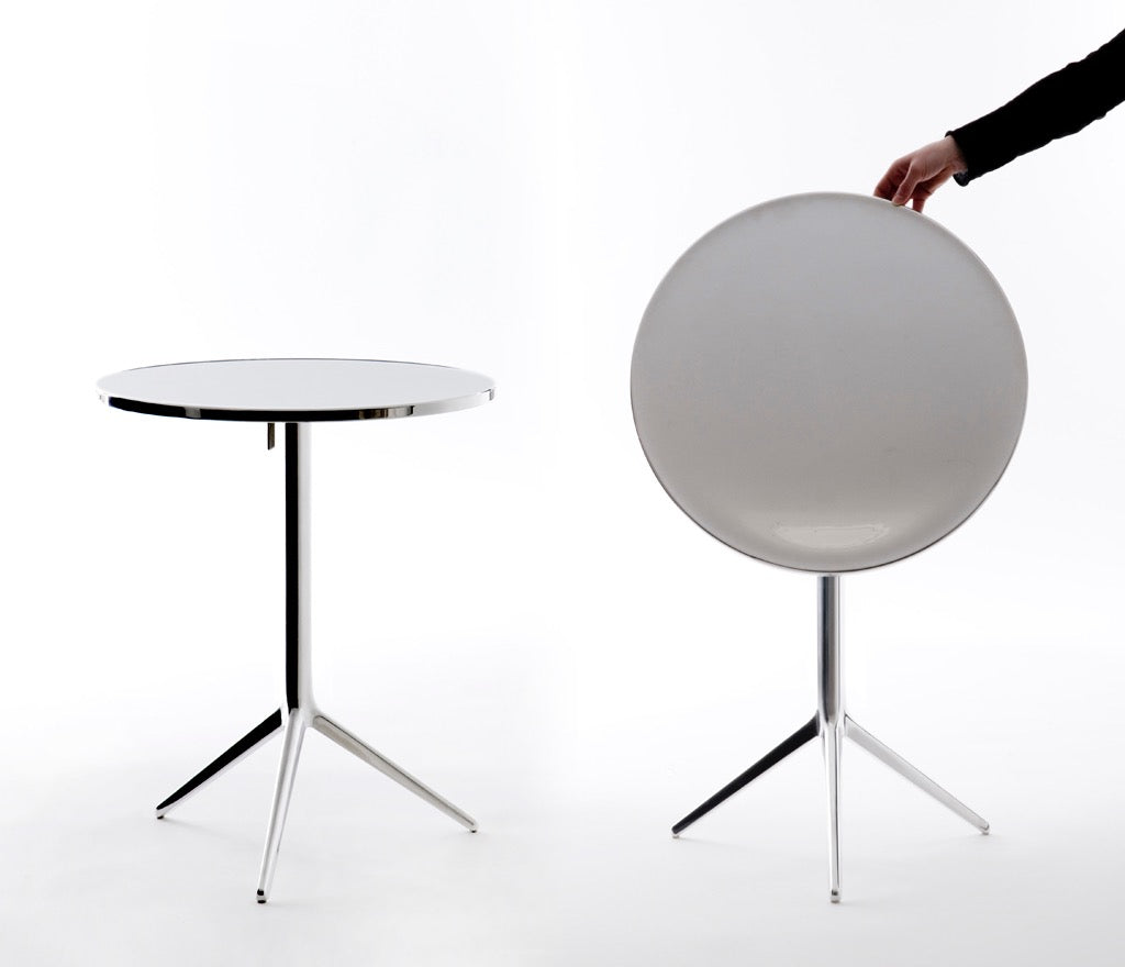 Ronde opvouwbare tafel CENTRAL gepolijst aluminium