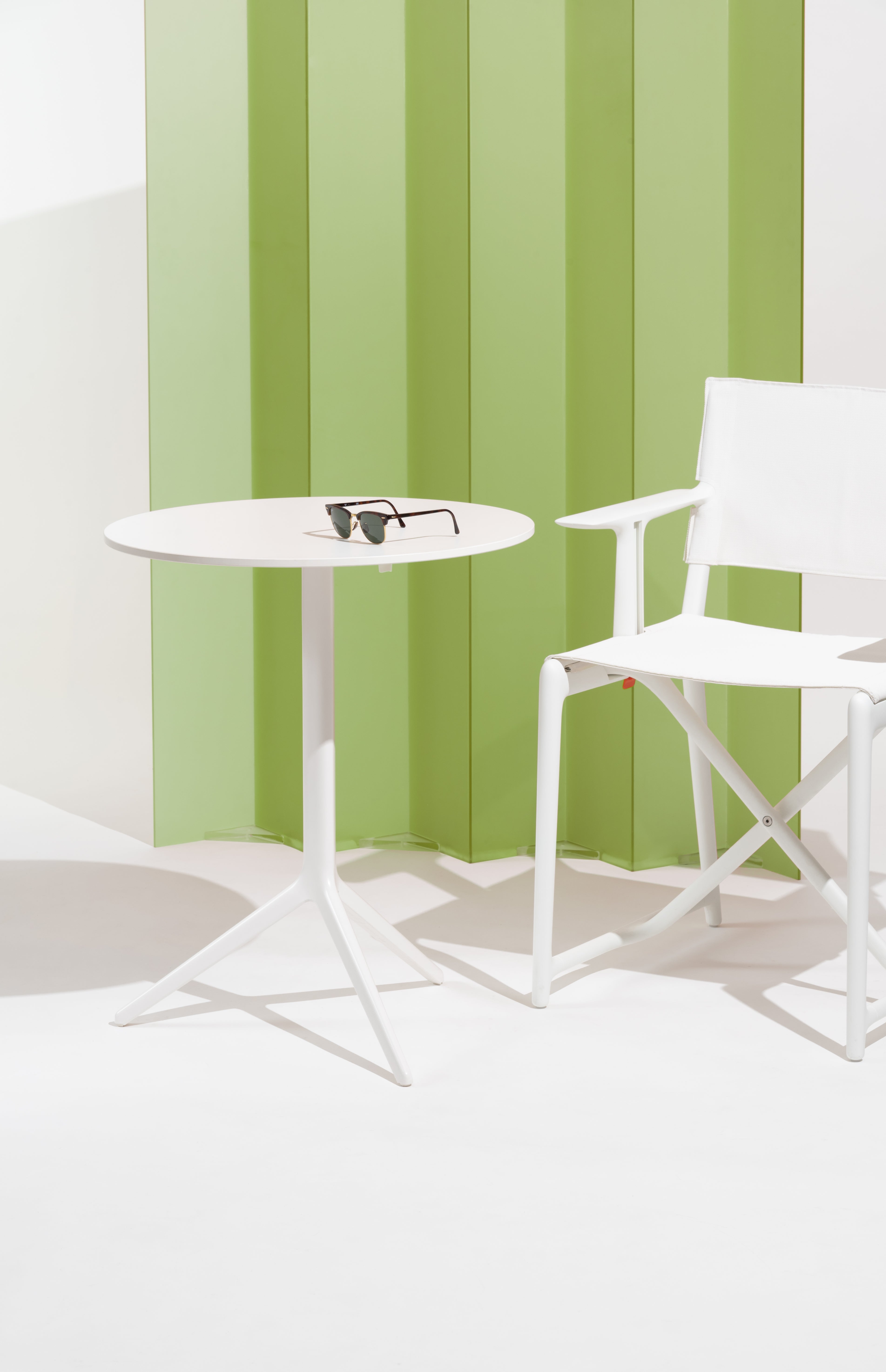 Ronde opvouwbare tafel CENTRAL gepolijst aluminium