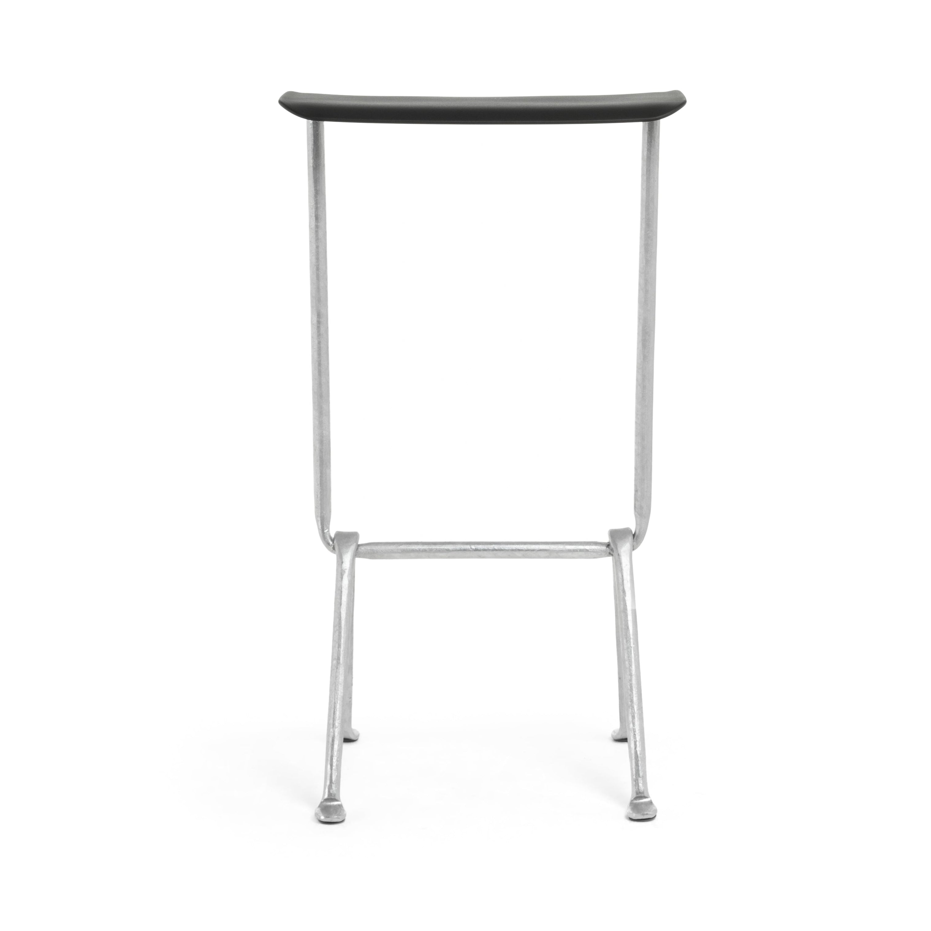 OFFICINA Barhocker mit Metallgestell und schwarzem Ledersitz