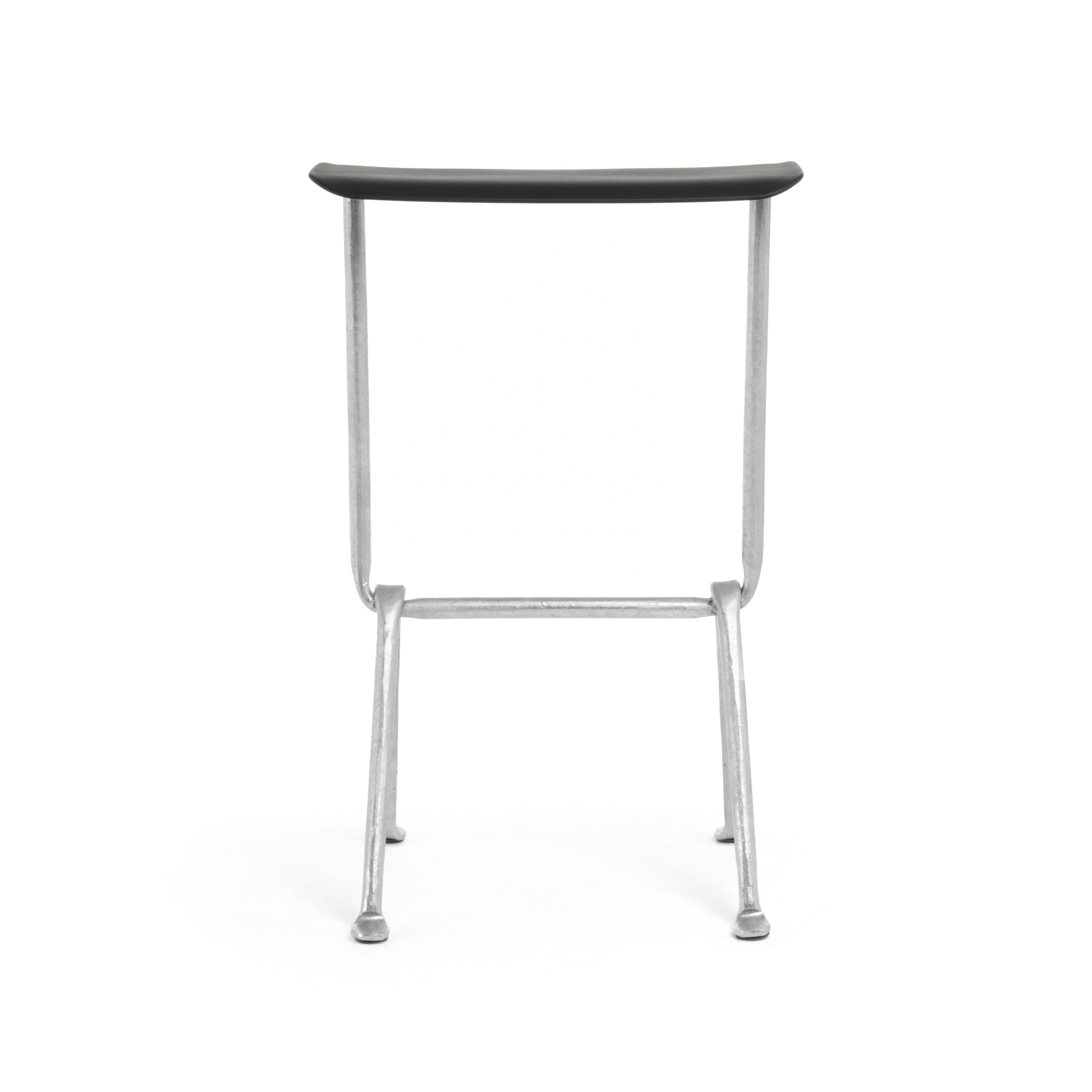 OFFICINA Barhocker mit Metallgestell und schwarzem Ledersitz