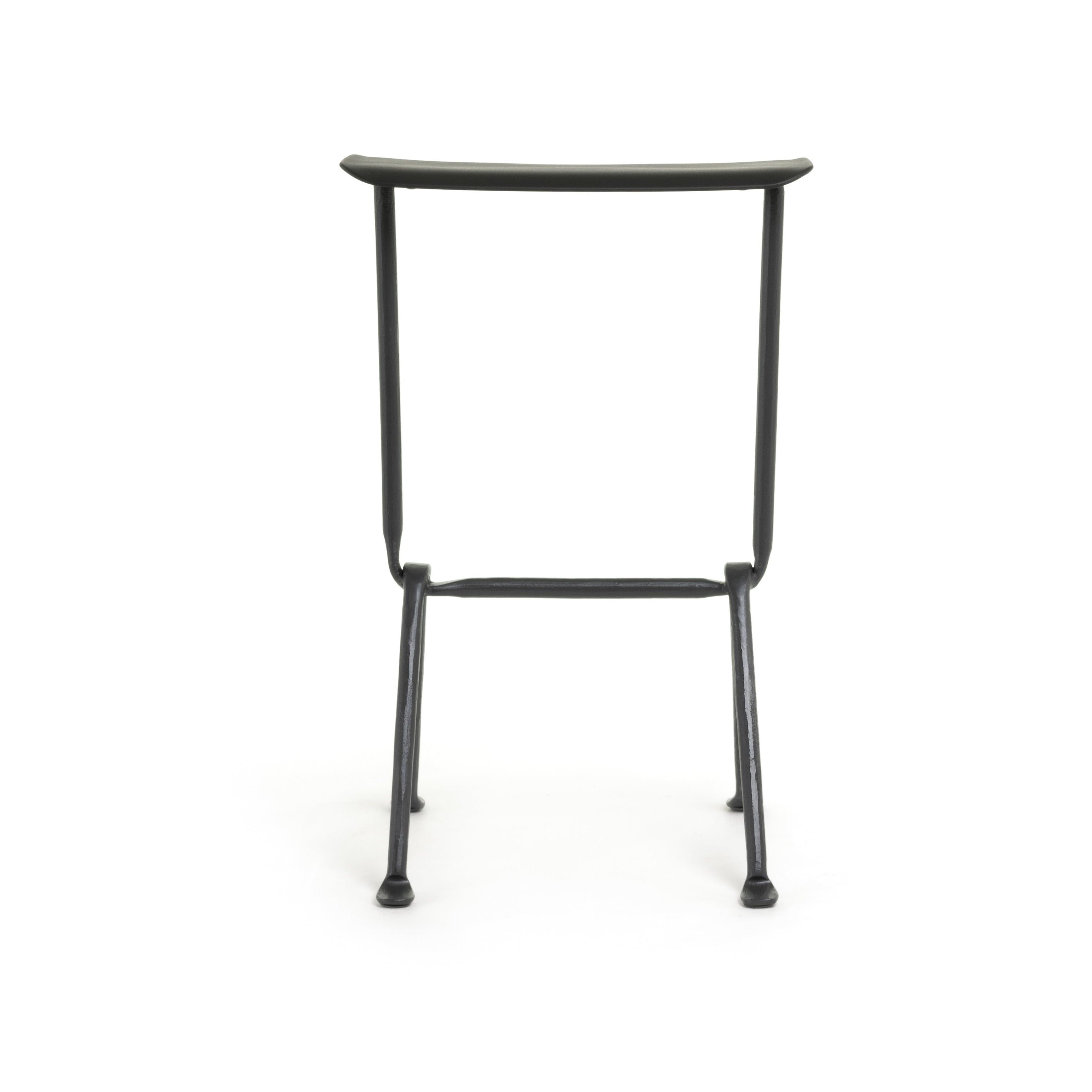 OFFICINA bar stool with an anthracite base and a black leather seat