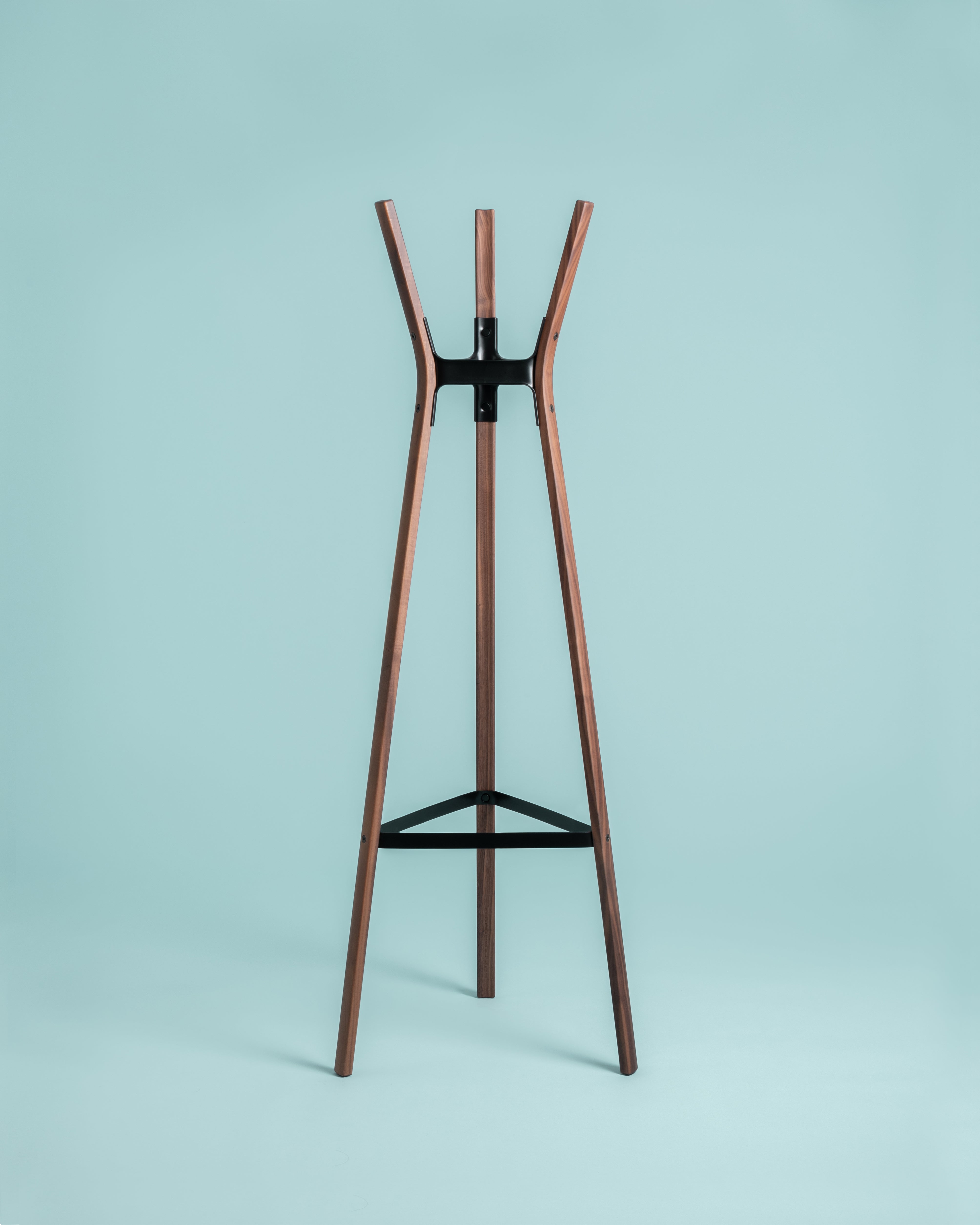 STEELWOOD standing coat rack dark brown walnut wood
