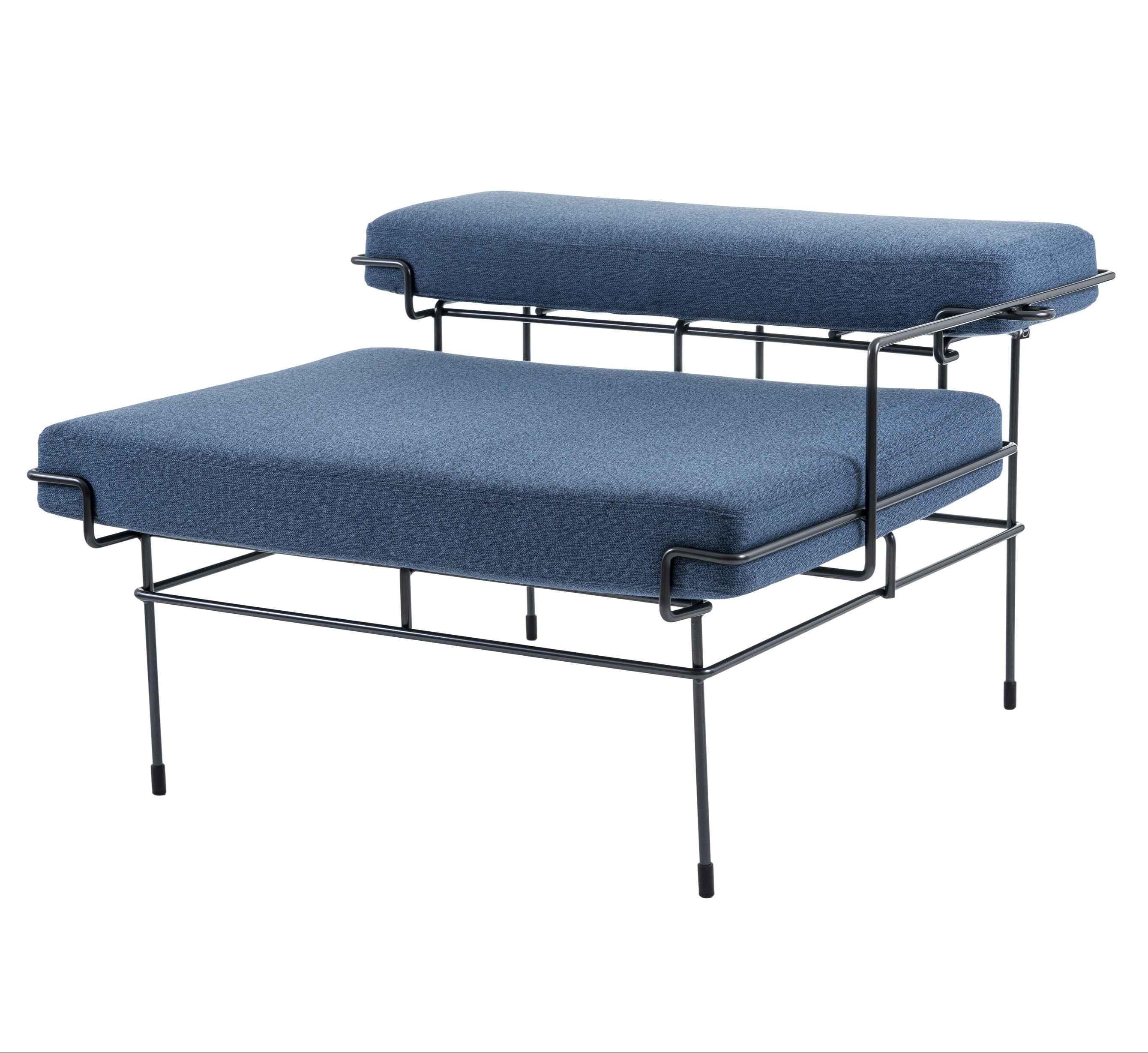 Puf met rugleuning TRAFFIC gestoffeerd met een zwarte stalen basis