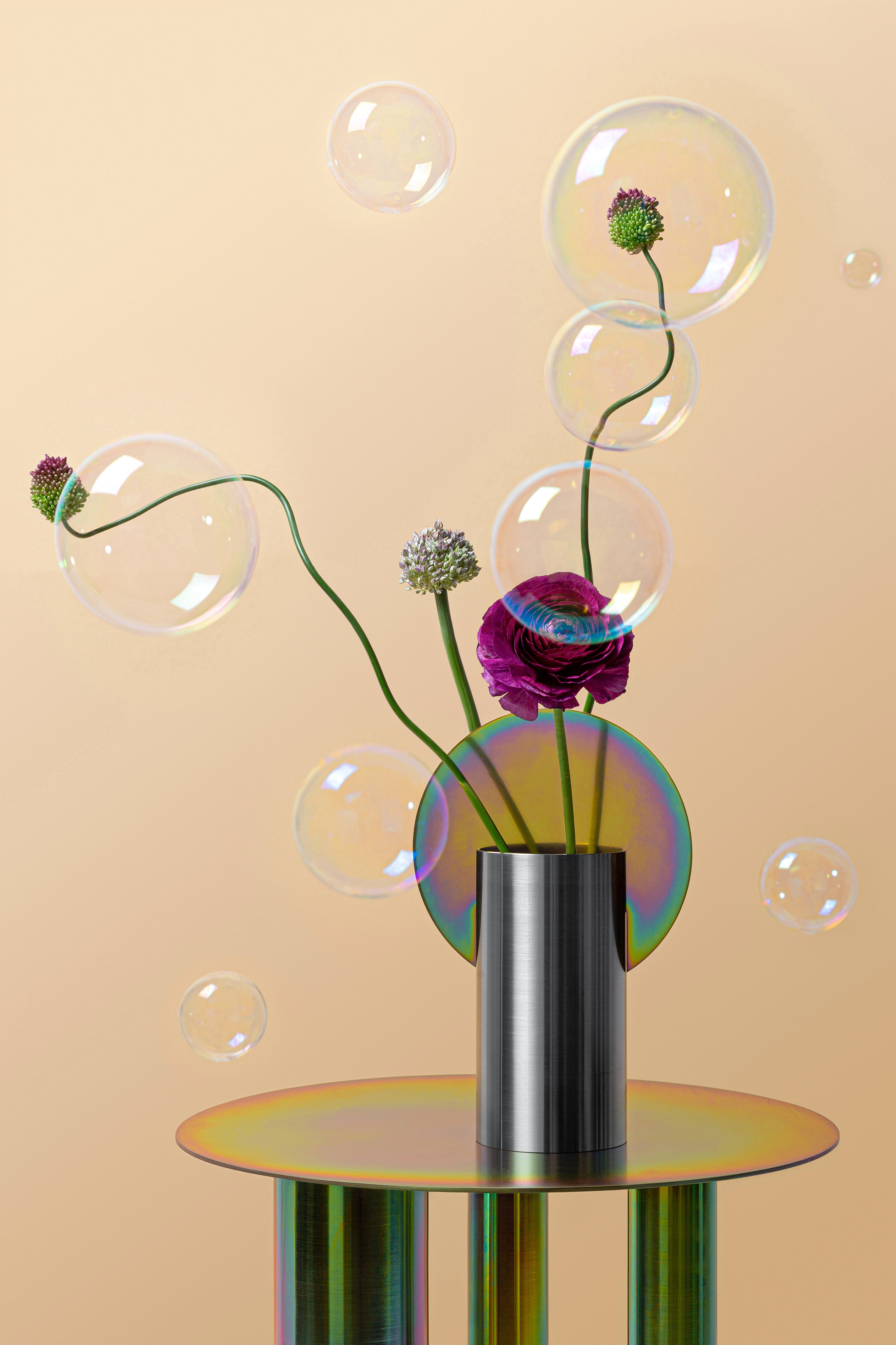 MALEVICH Vase - NUMBERED EDITION stainless steel with rainbow zinc