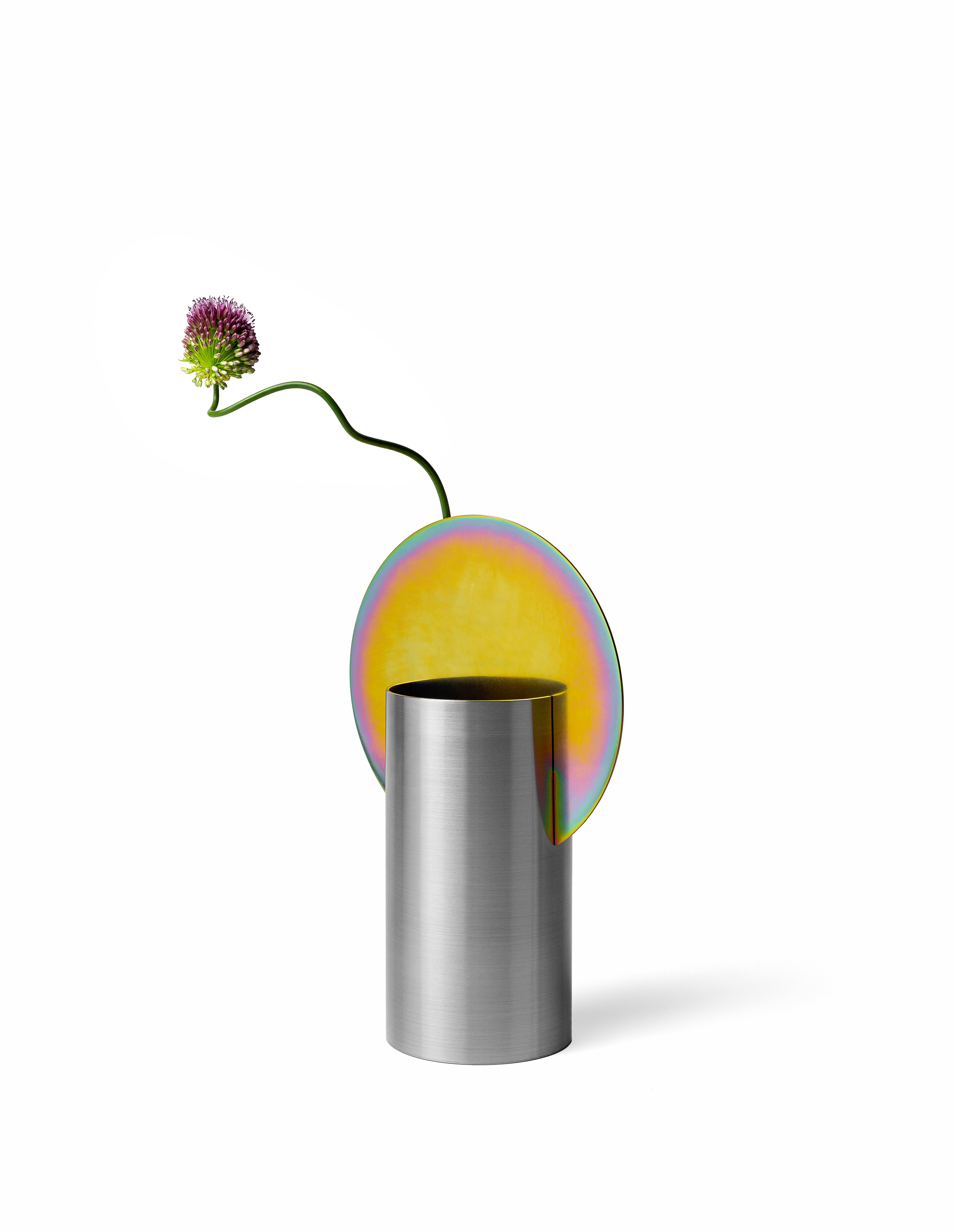 MALEVICH Vase - NUMBERED EDITION stainless steel with rainbow zinc
