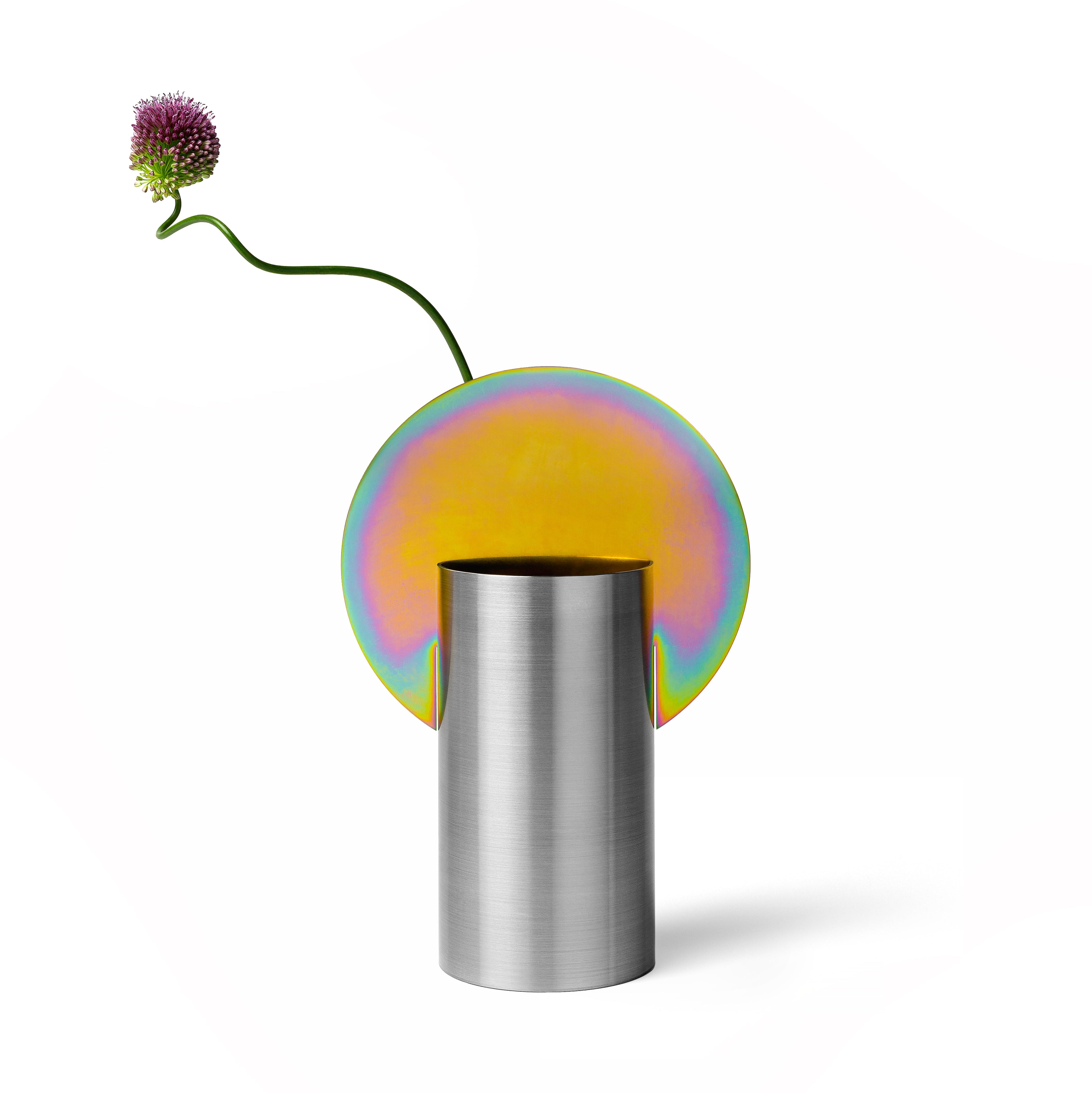 MALEVICH Vase - NUMBERED EDITION stainless steel with rainbow zinc