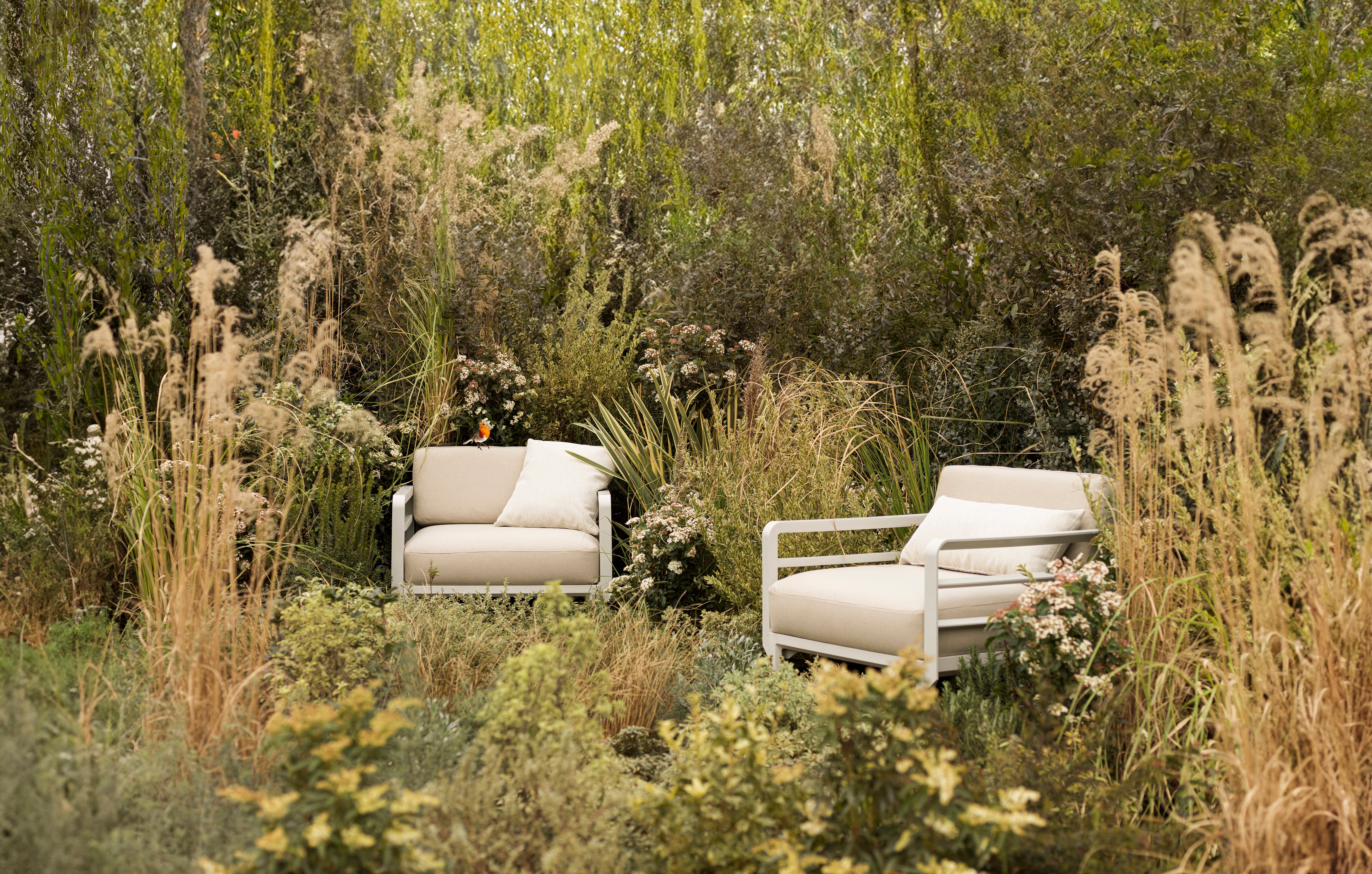 MAXIMO 5 Modular Outdoor Corner Sofa in Gray with Chalk Base
