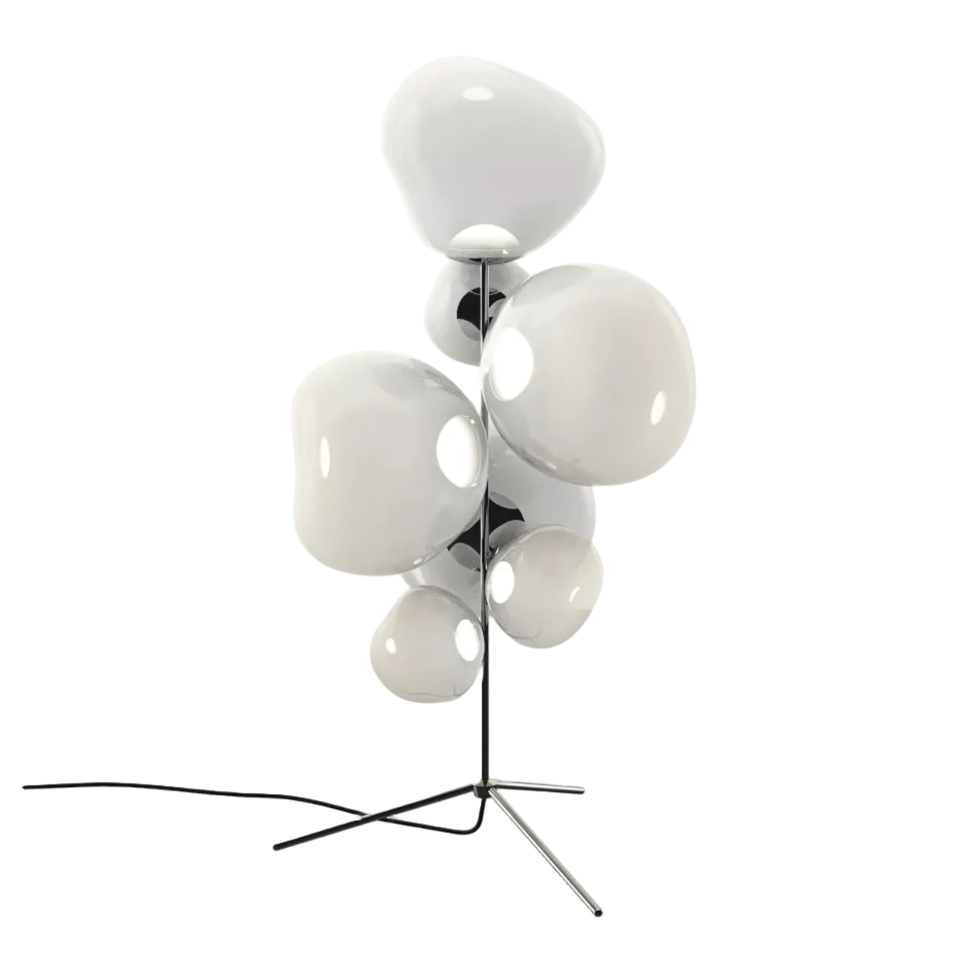 Vloerlamp MELT opaal met zilveren afwerking