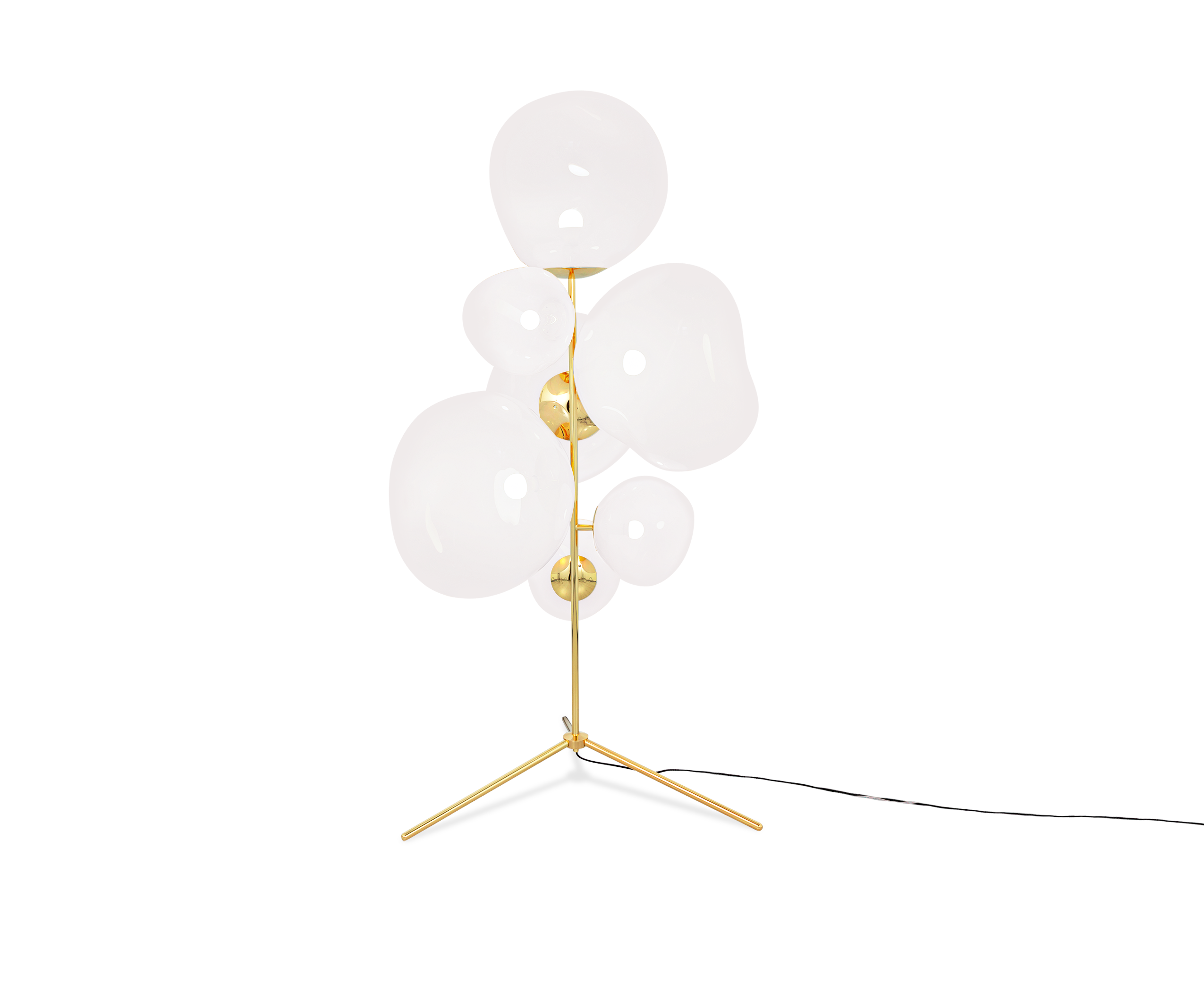 Vloerlamp MELT opaal met gouden afwerking