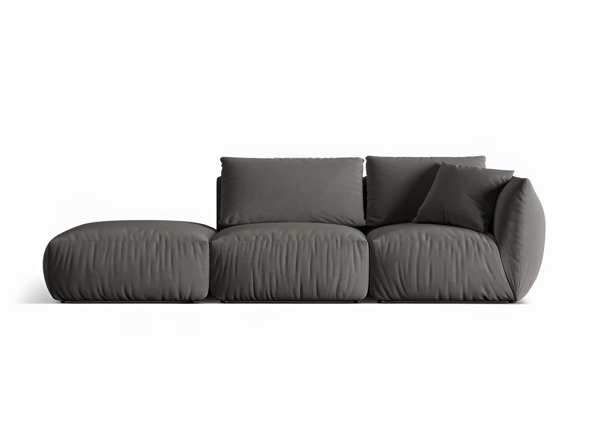 Left-facing 3-seater velvet modular sofa CHRIS dark gray
