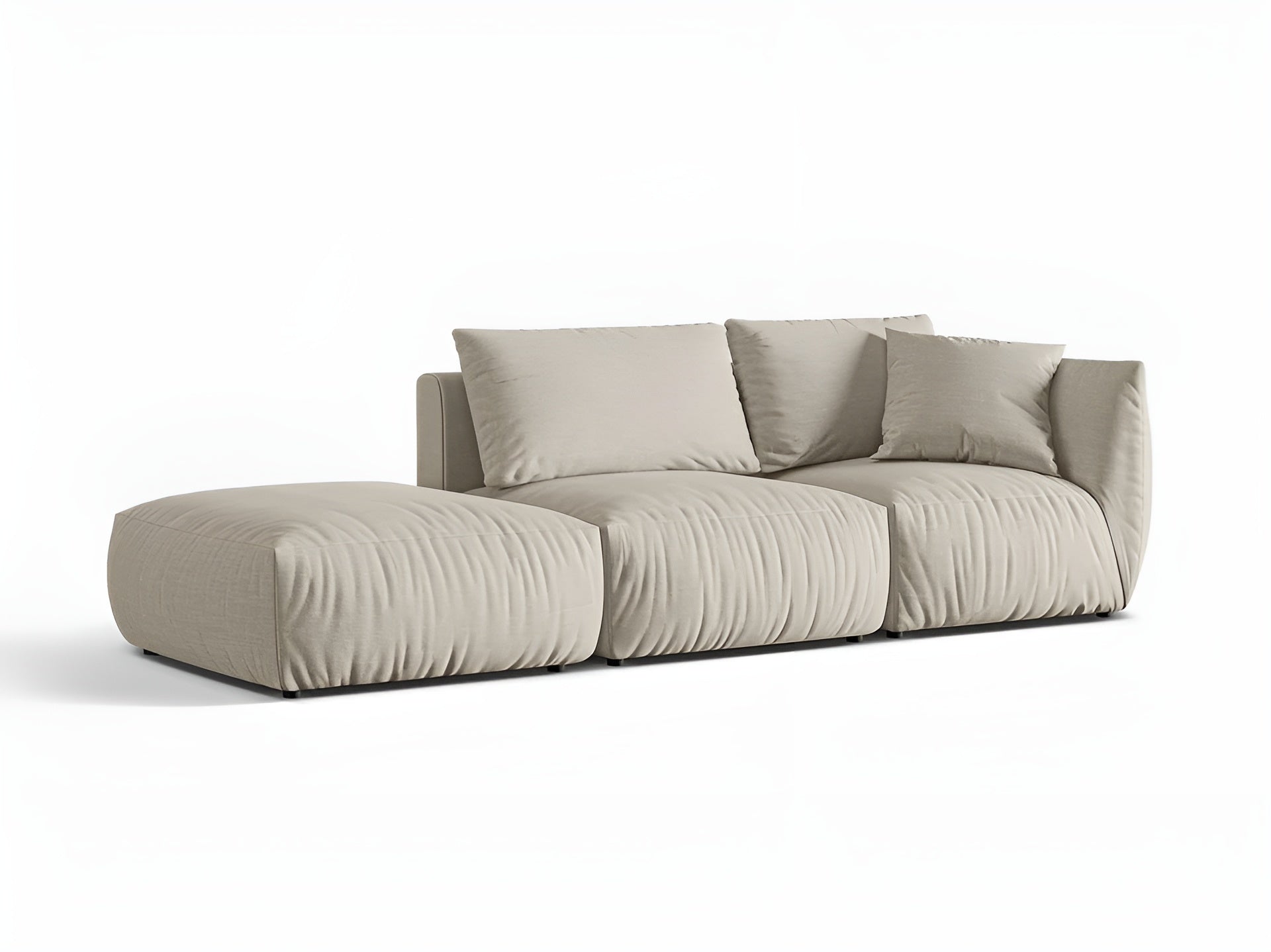 Modulares 3-Sitzer-Sofa links CHRIS creme Chenille