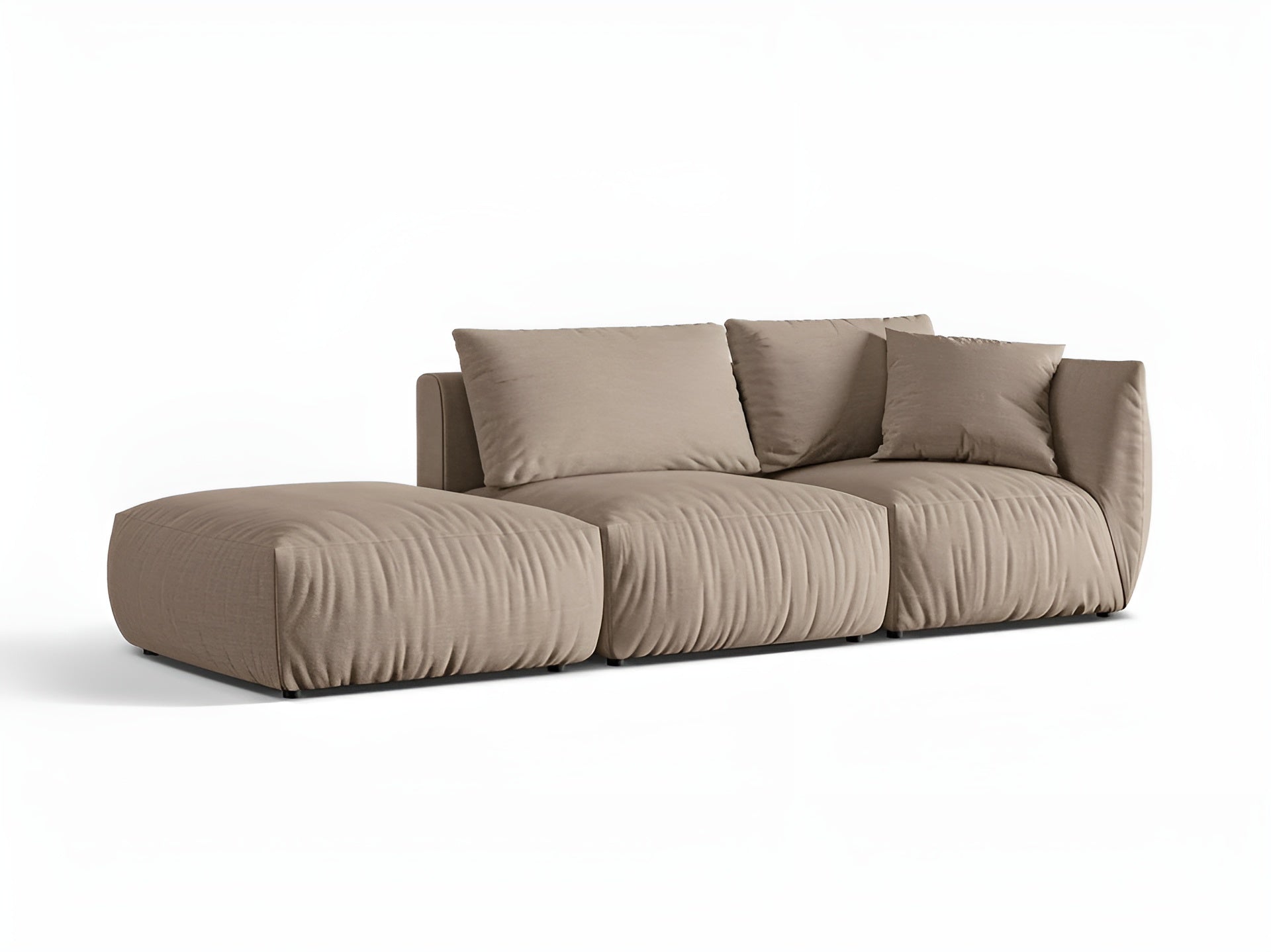 Left-facing 3-seater modular sofa CHRIS sand chenille