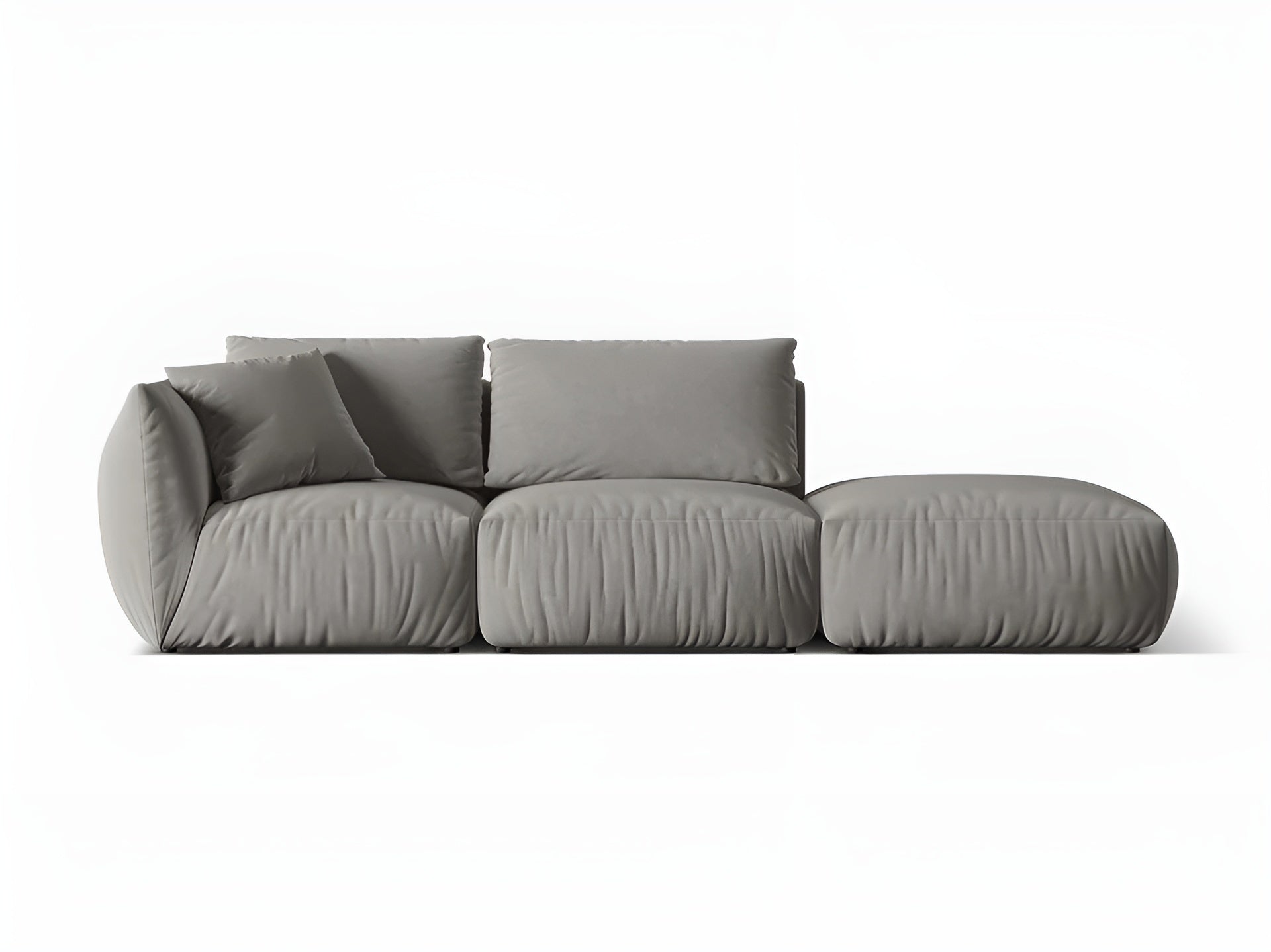 Gray right-facing 3-seater velvet modular sofa CHRIS