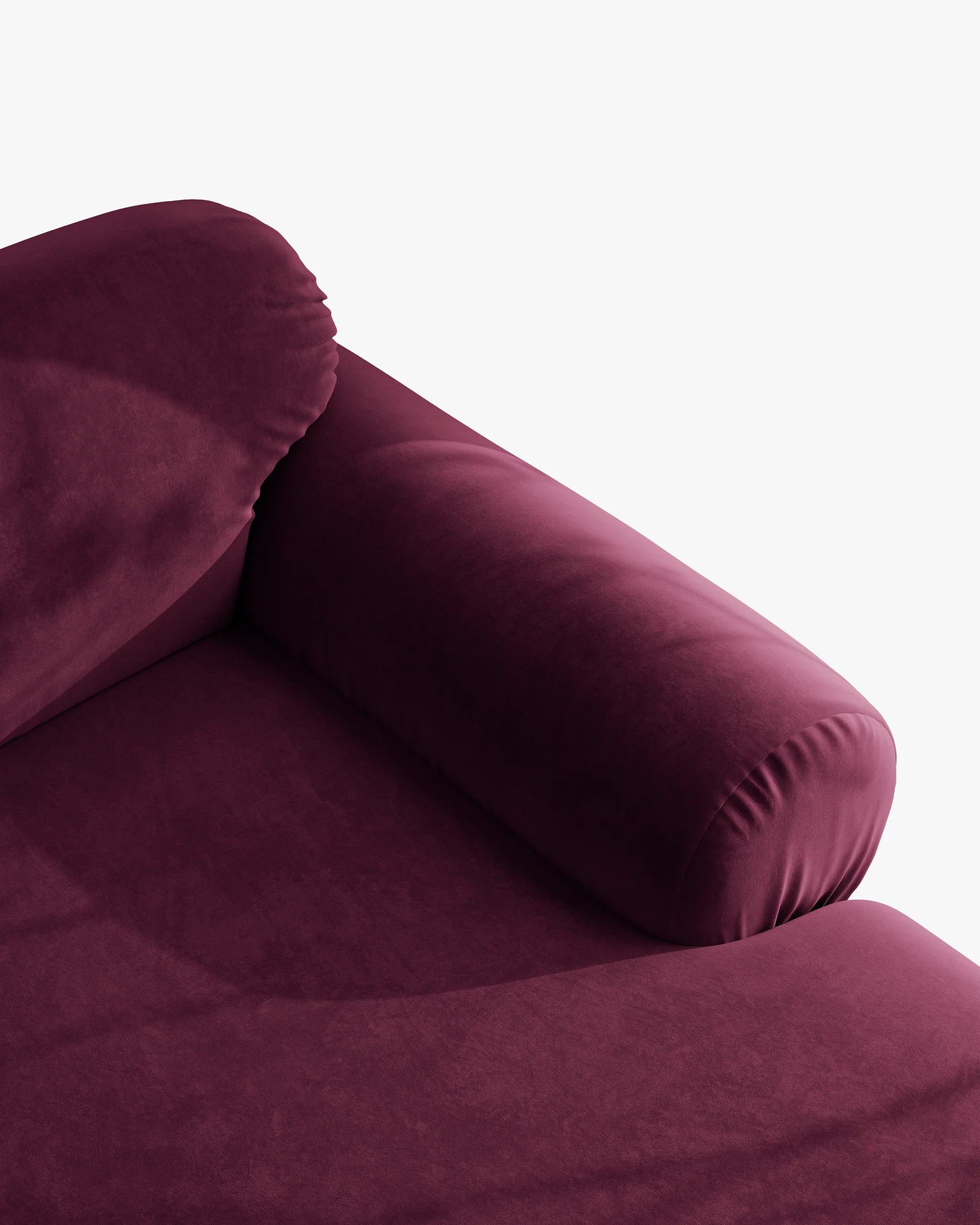 Sofa voor 4 personen van fluweel OPHELIA in bordeauxrood