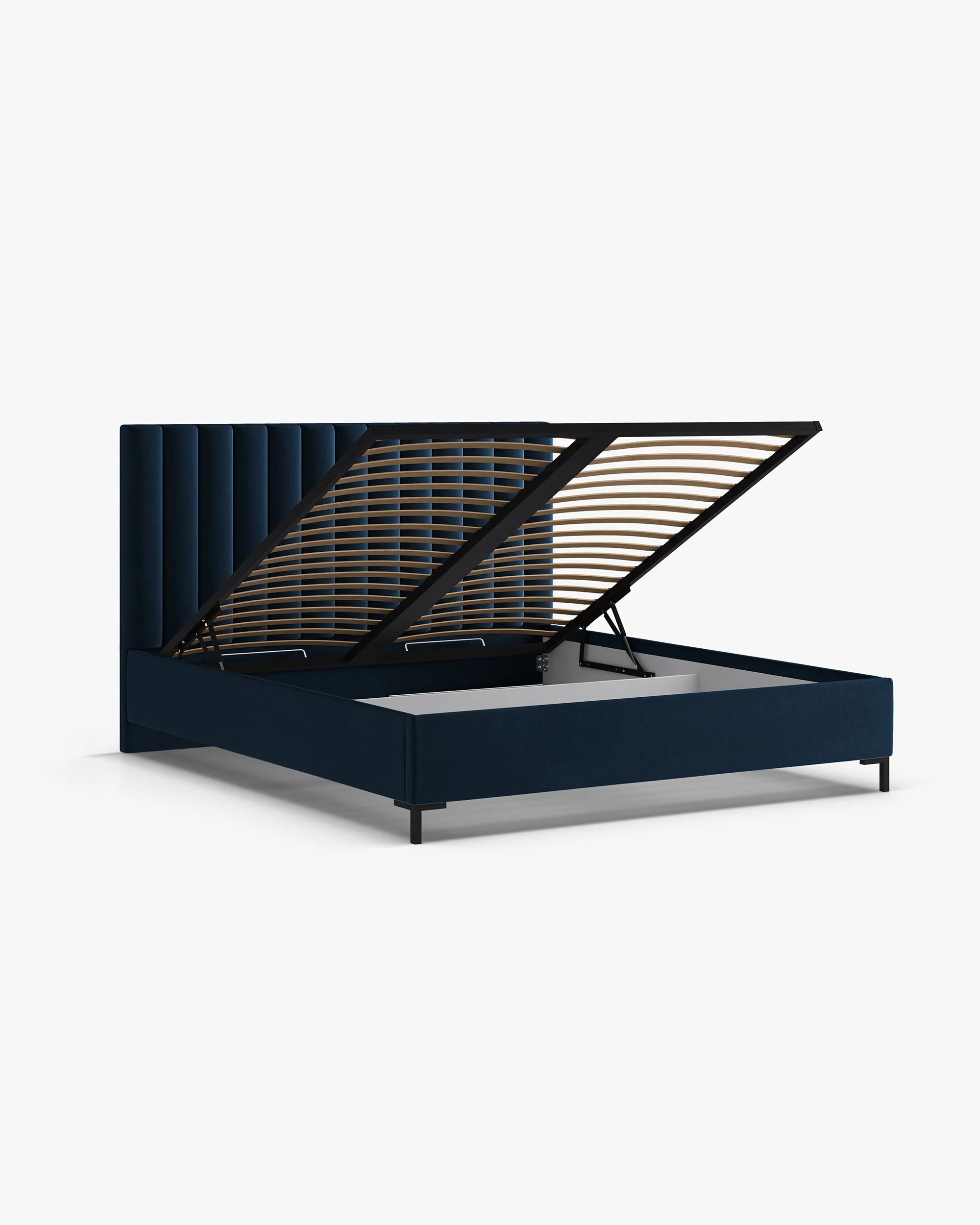 Aksmatig bed met opbergruimte voor beddengoed ALLISON koninklijk blauw