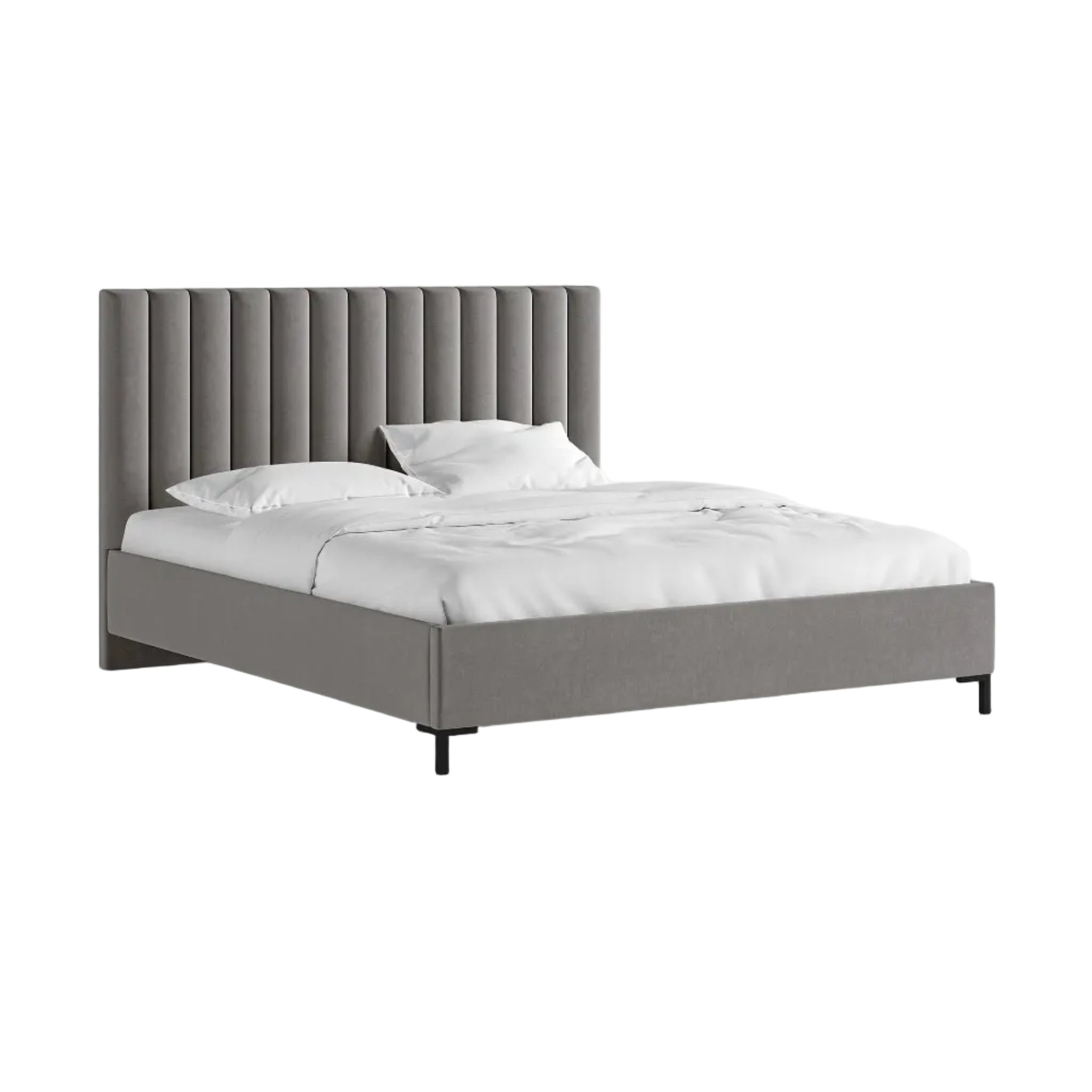 Velours bed met opbergruimte voor beddengoed ALLISON grijs