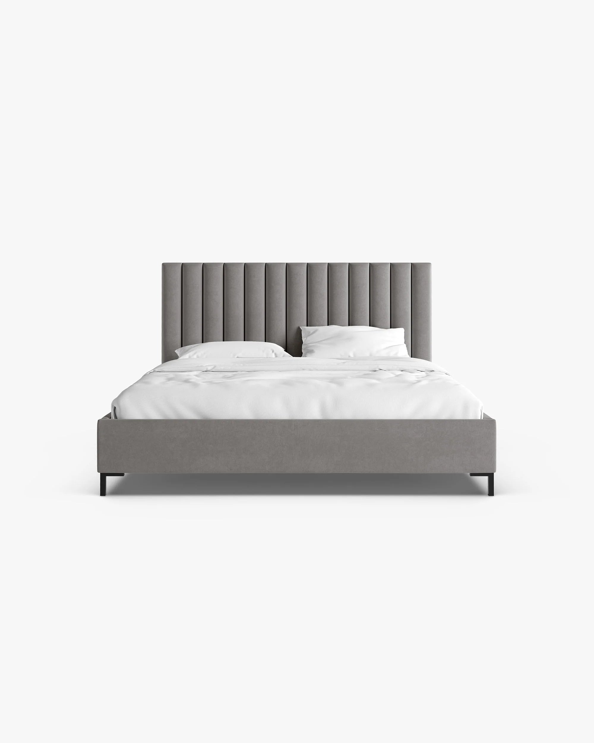 Velours bed met opbergruimte voor beddengoed ALLISON grijs