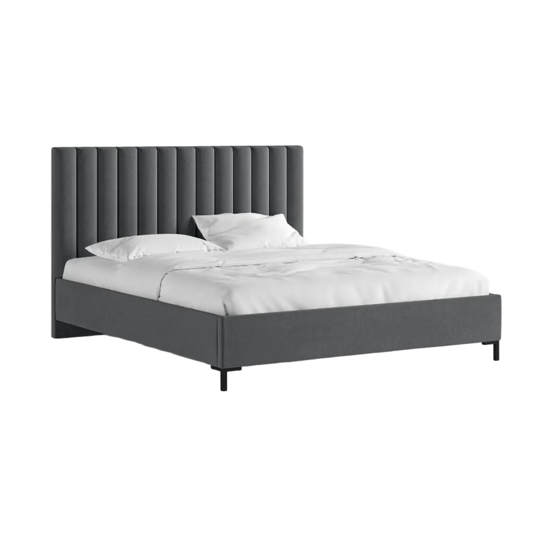 Fluwelen bed met opbergruimte voor beddengoed ALLISON donkergrijs