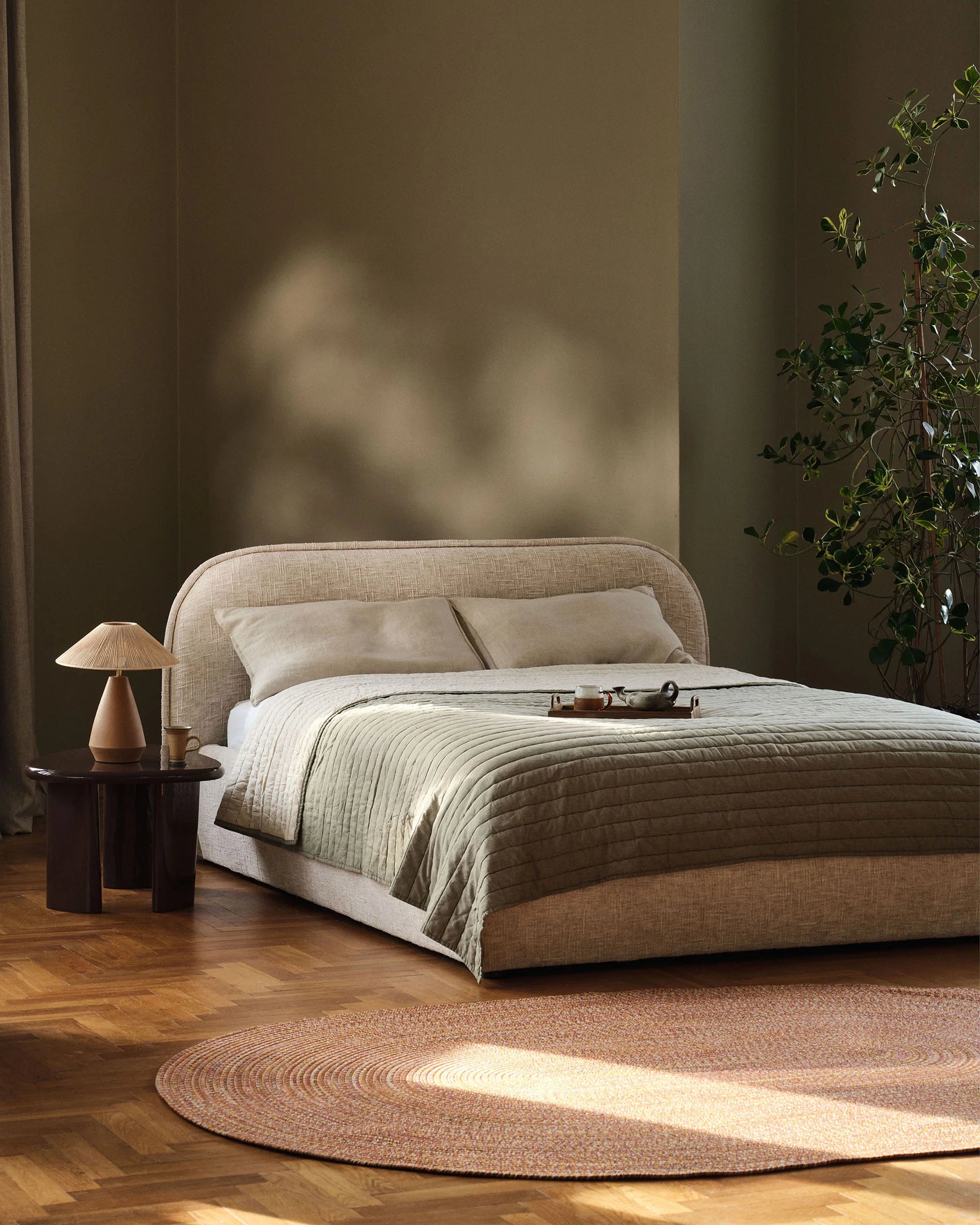 Velvet bed MURADA beige