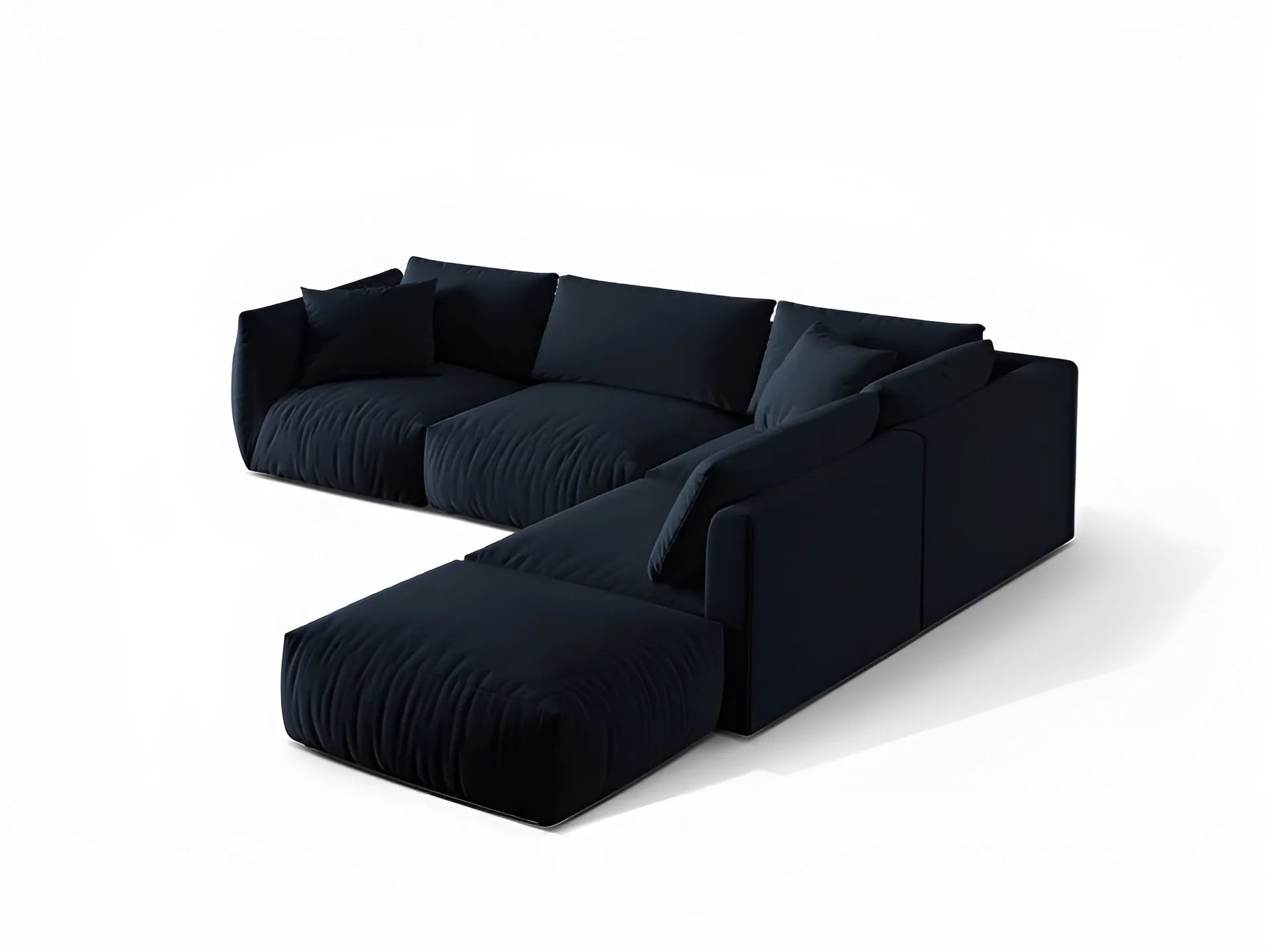 Modulaire fluwelen hoekbank voor 4 personen, rechtsdraaiend CHRIS in koninklijk blauw