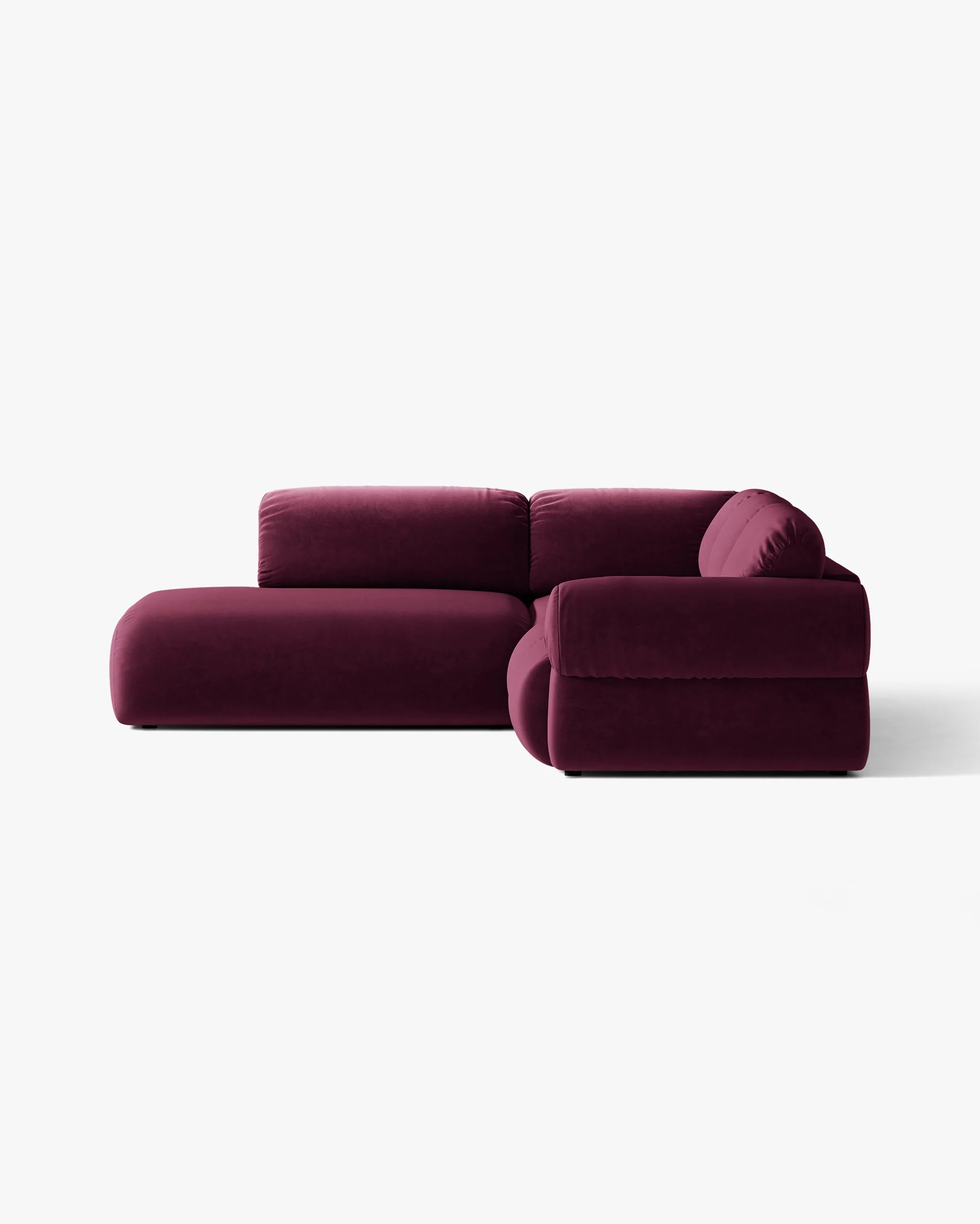 Velvet hoekbank links OPHELIA bordeaux