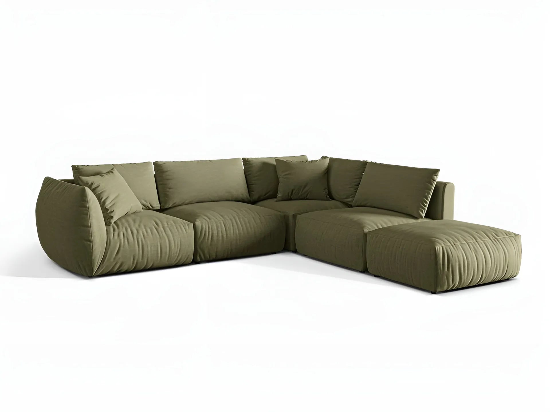 Modulares Ecksofa für 4 Personen rechts CHRIS grün Chenille