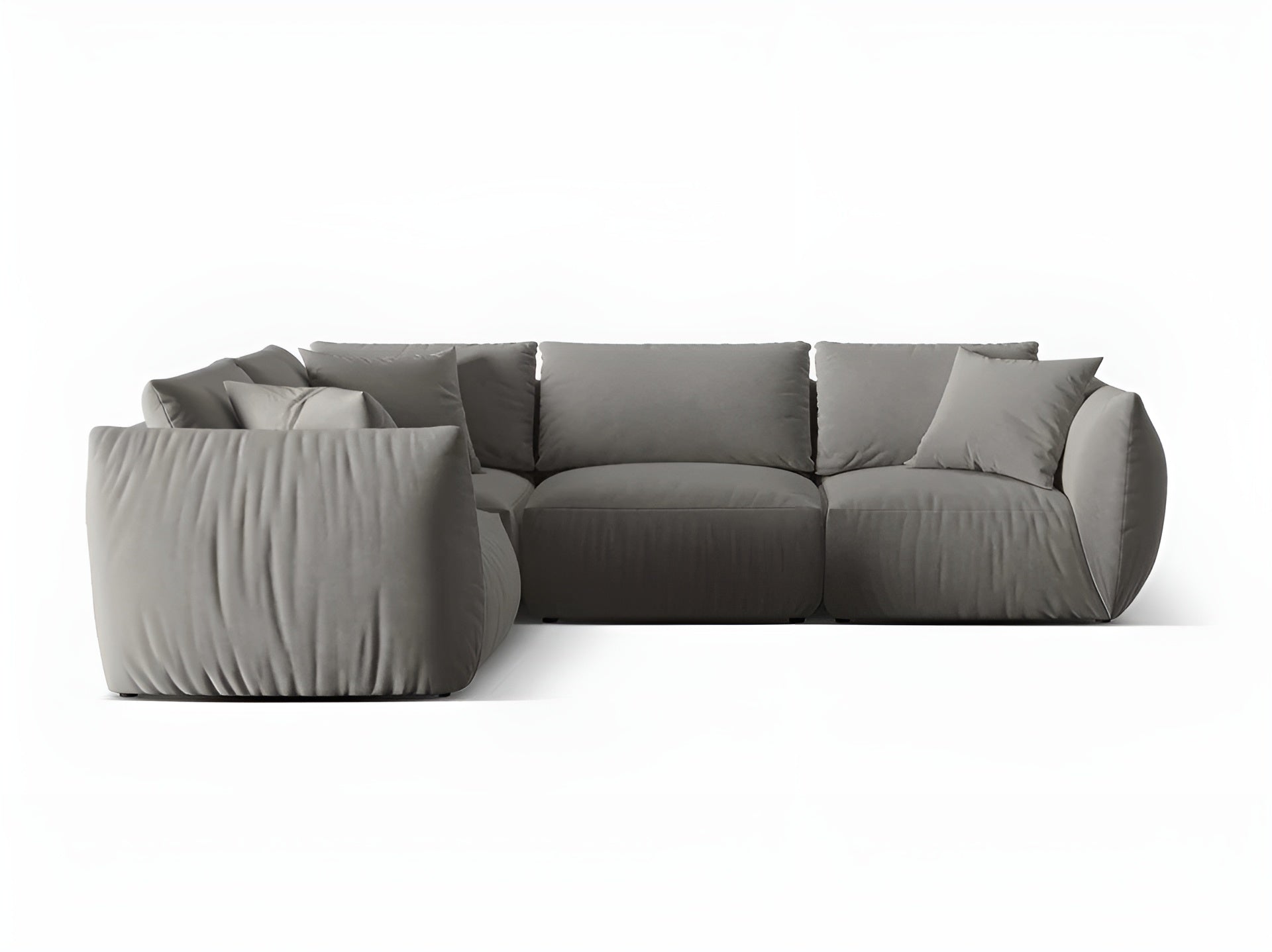 Gray left-facing velvet corner sofa for 4 people CHRIS