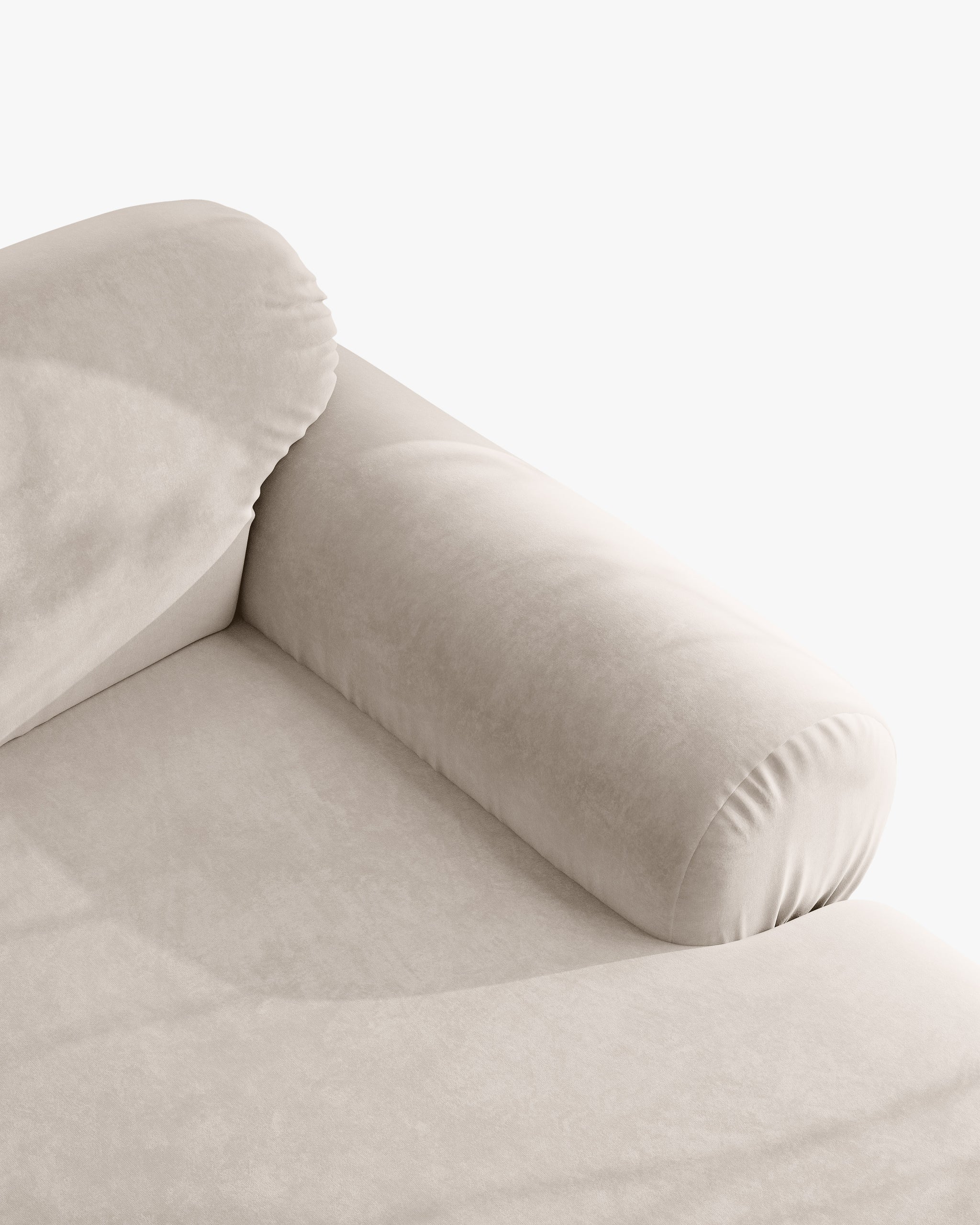 3-zits fluwelen hoekbank links OPHELIA beige