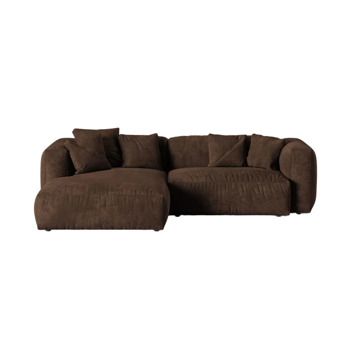 Velvet hoekbank links 2-zits MARTINA XL chocolade
